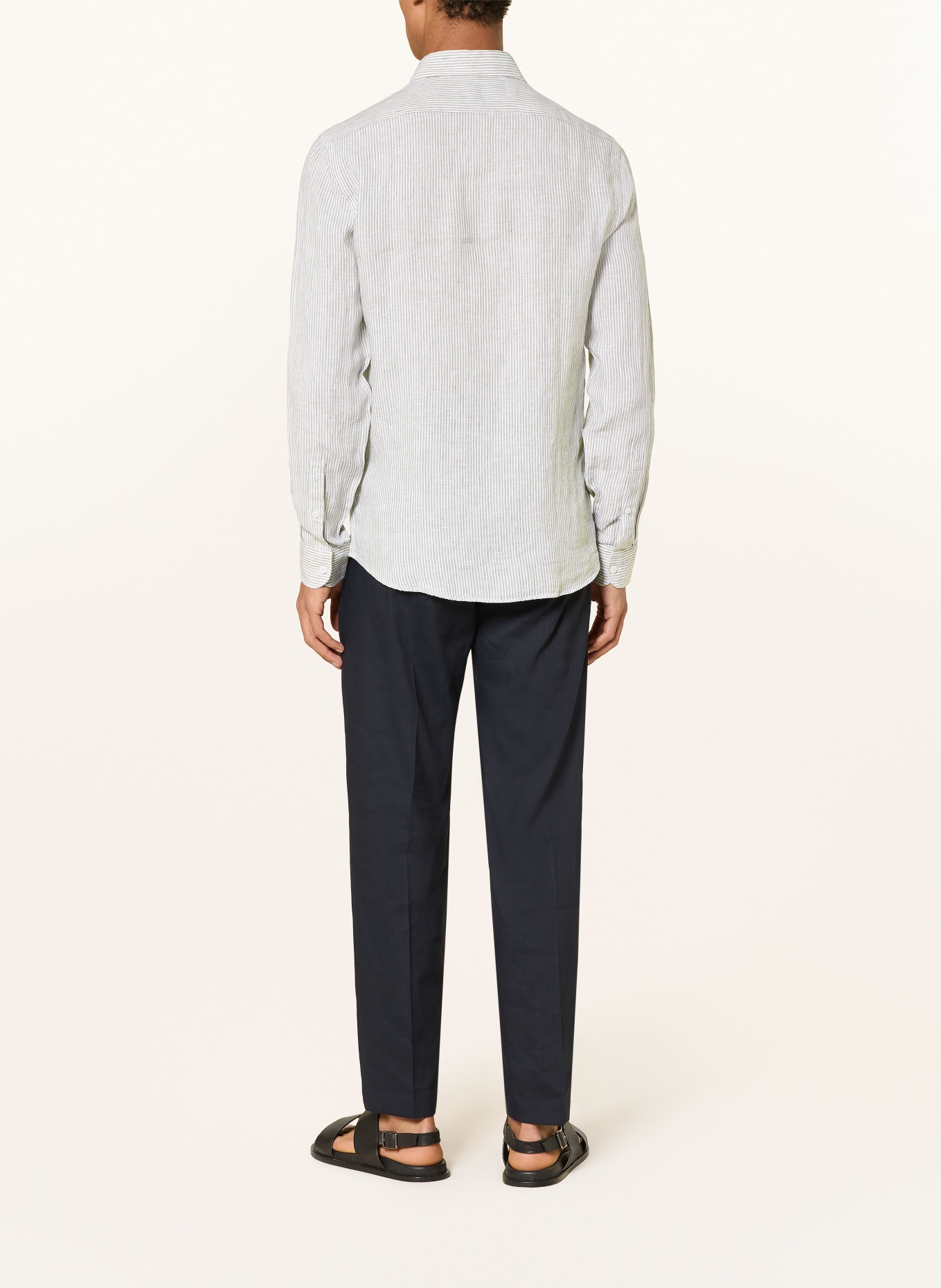 REISS Regular-Fit Linen Shirt: WHITE / OLIVE