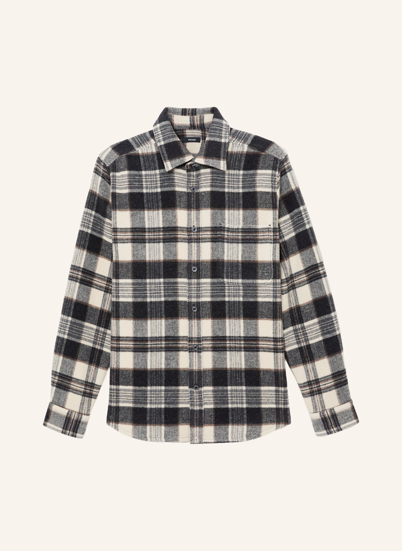 REISS Flanell-Overjacket CROSBY: ECRU / BRAUN / SCHWARZ