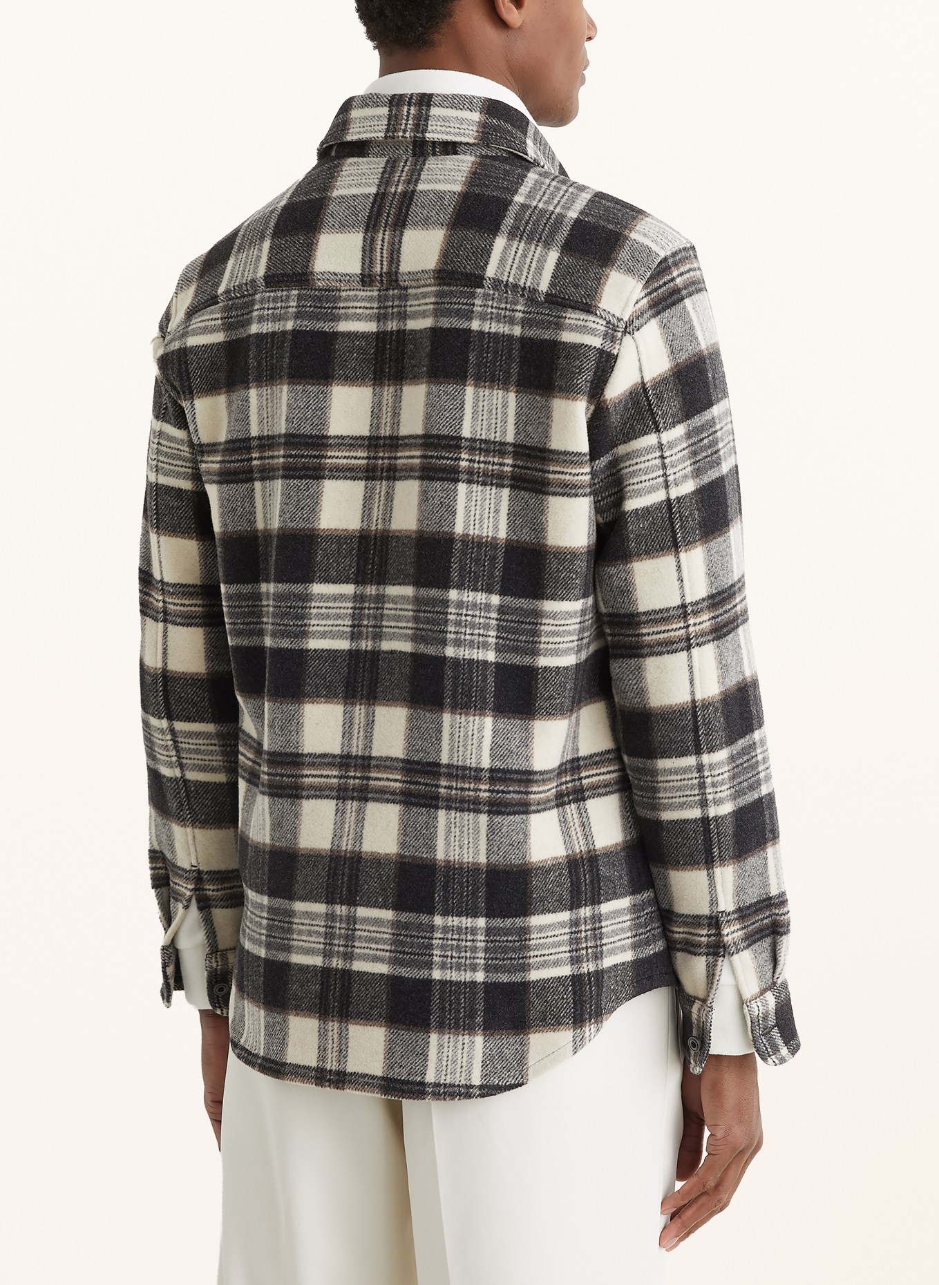 REISS Flanell-Overjacket CROSBY: ECRU / BRAUN / SCHWARZ