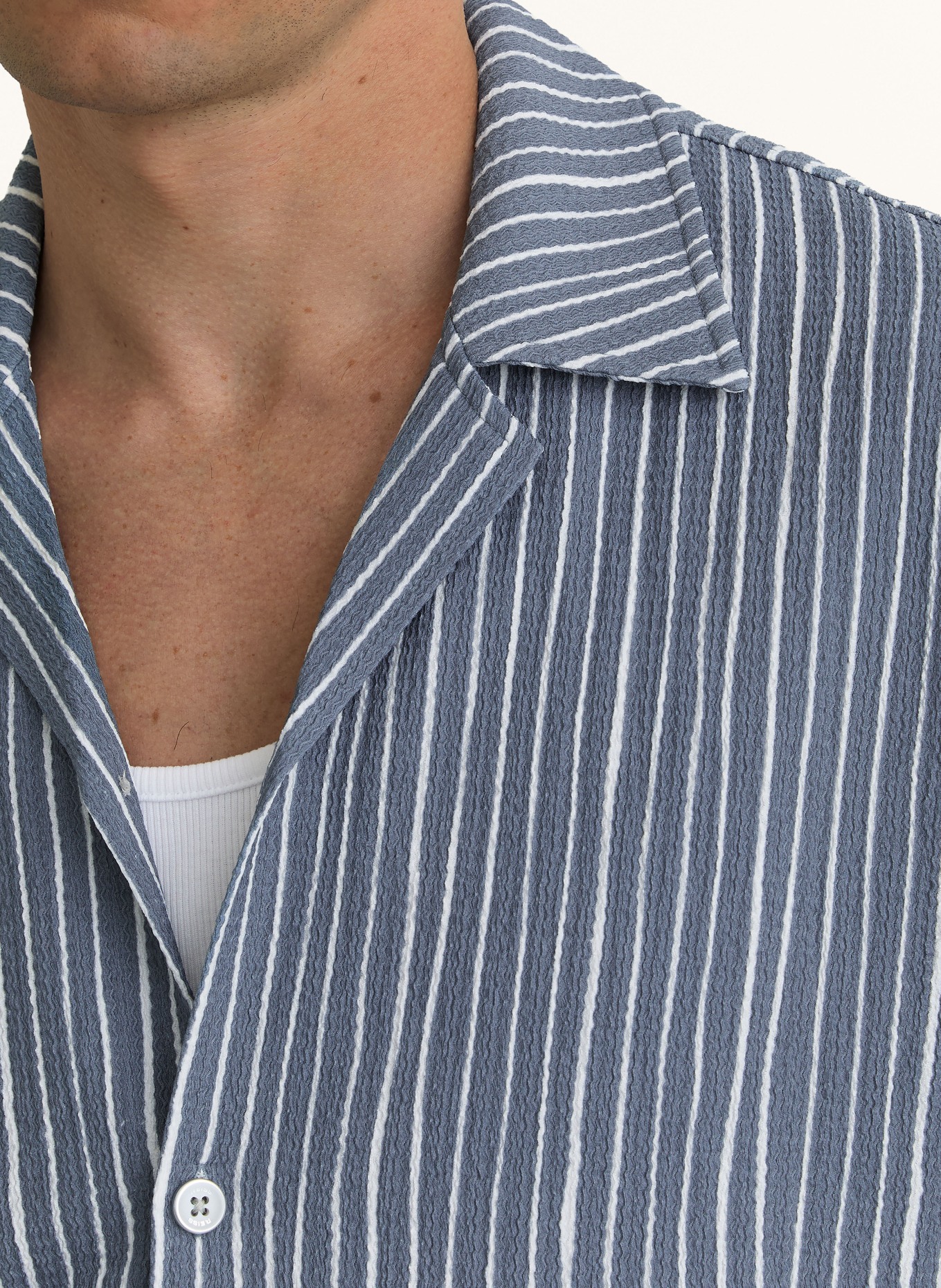 REISS Resorthemd MAX Regular Fit: BLAUGRAU / WEISS