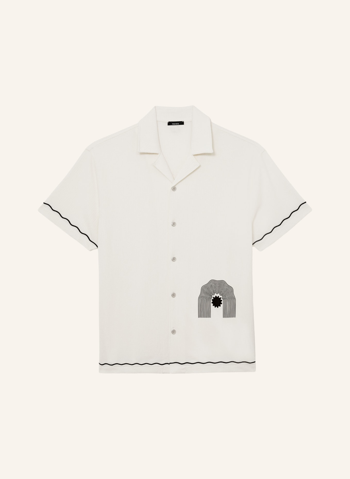 REISS Chemise de villégiature SOLANO Comfort Fit: BLANC / NOIR