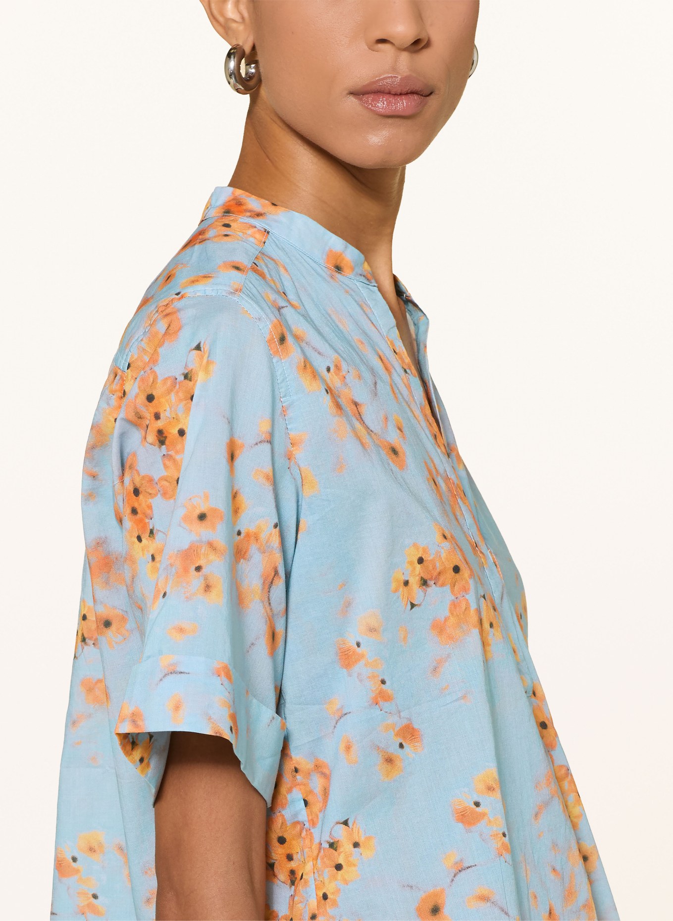 Marc O'Polo Blusenshirt: HELLBLAU / DUNKELBRAUN / ORANGE