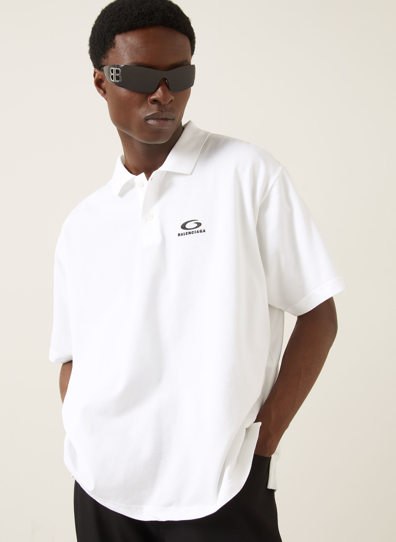 BALENCIAGA Piqué-Poloshirt: WEISS