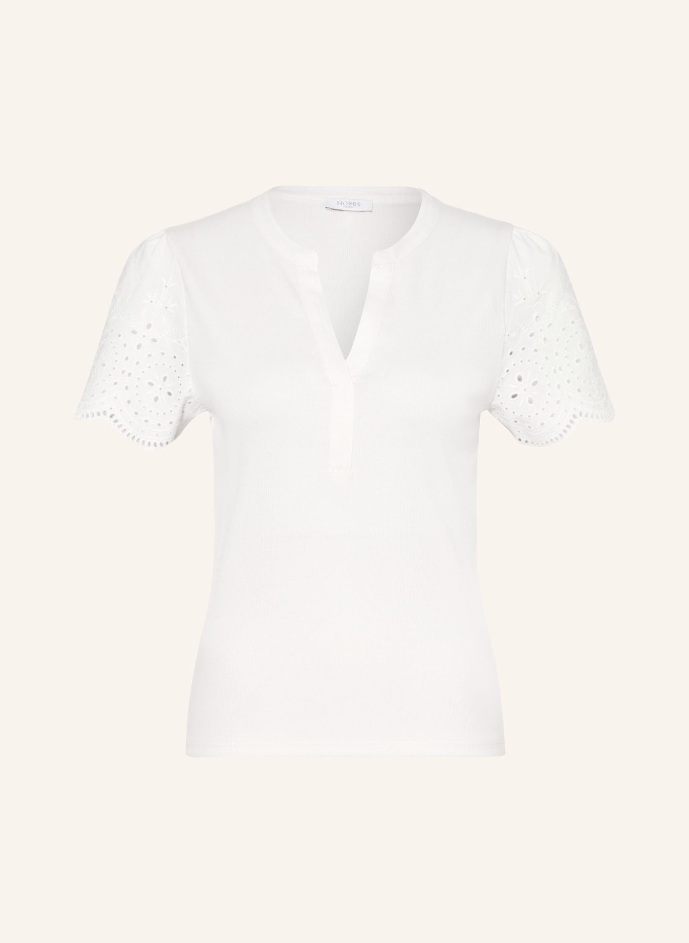 HOBBS T-shirt DAPHNE met opengewerkte kant: ECRU
