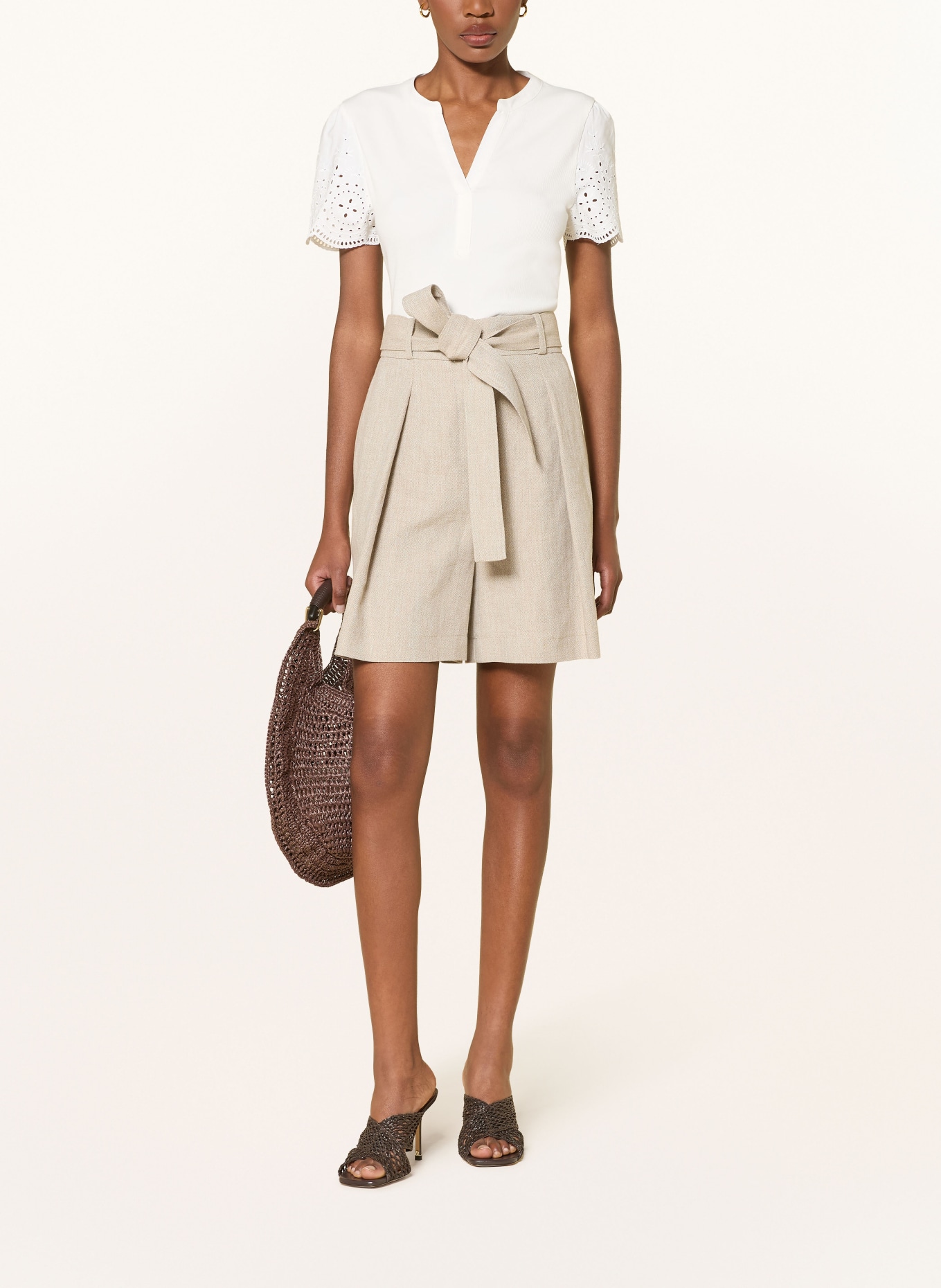 HOBBS T-shirt DAPHNE met opengewerkte kant: ECRU