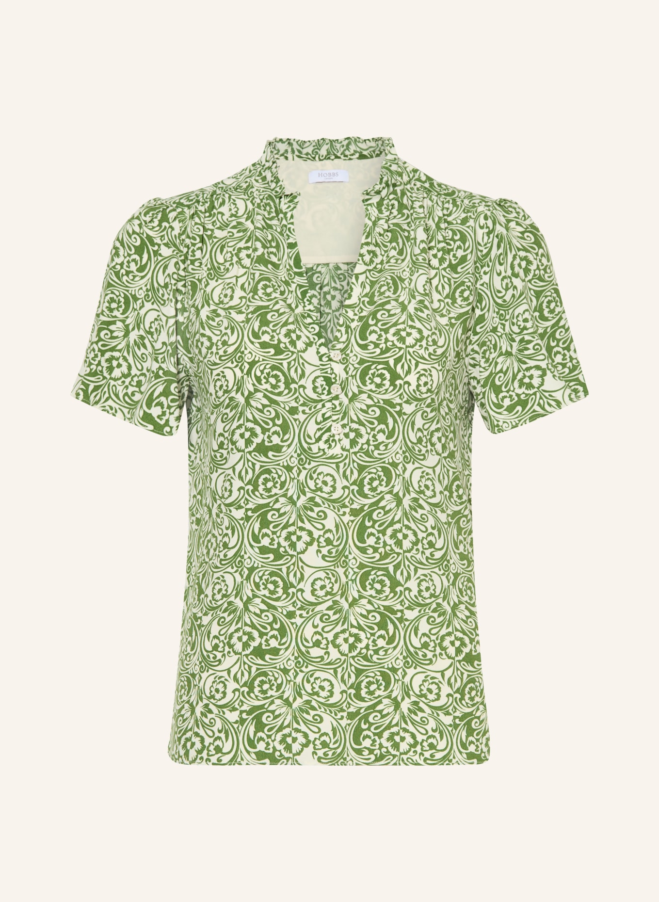 HOBBS Blouse TANIA met ruches: LICHTGEEL / GROEN