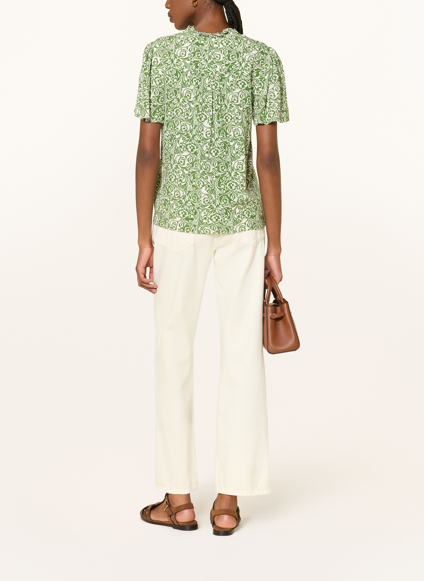 HOBBS Blouse TANIA met ruches: LICHTGEEL / GROEN