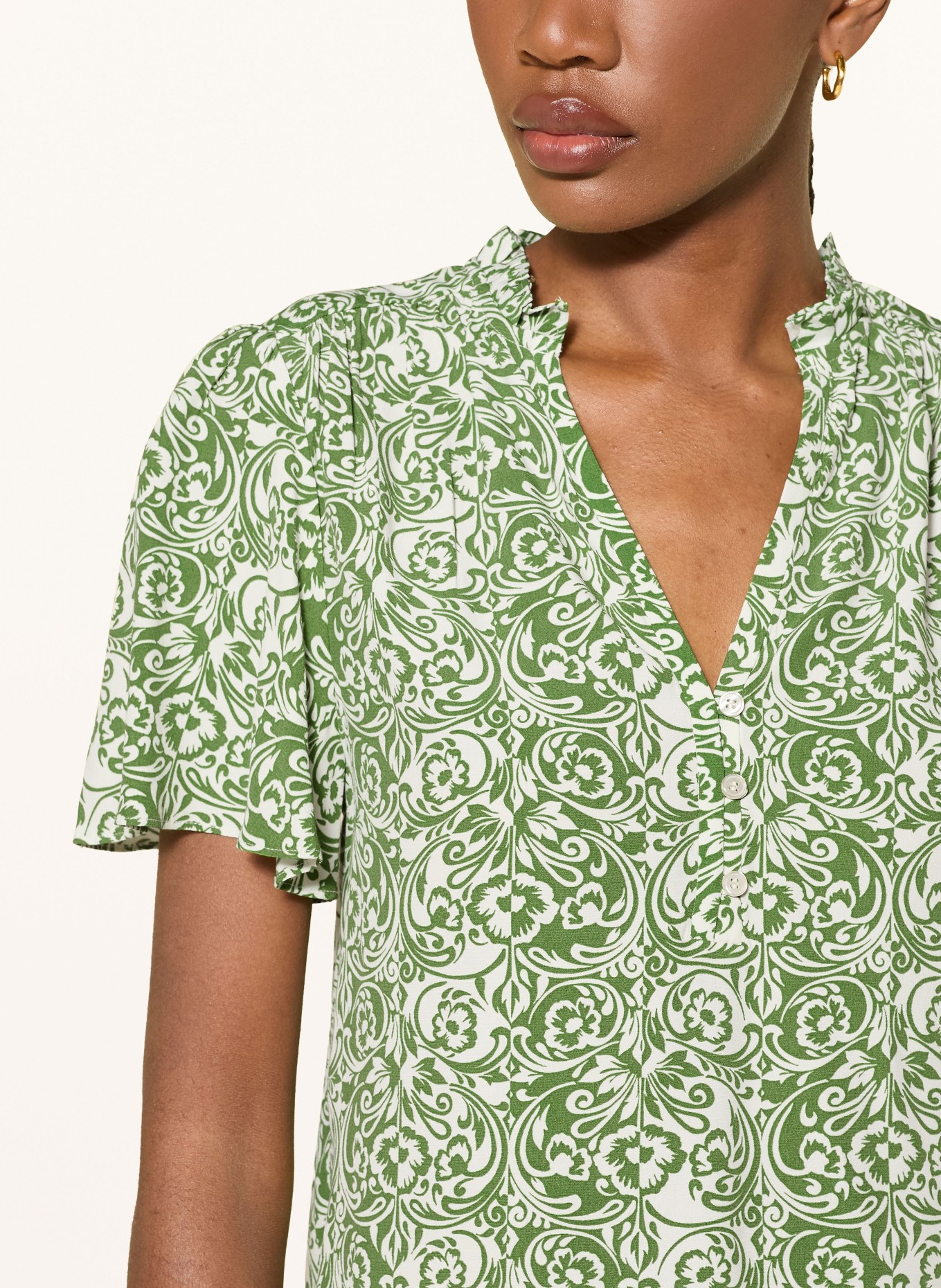 HOBBS Blouse TANIA met ruches: LICHTGEEL / GROEN