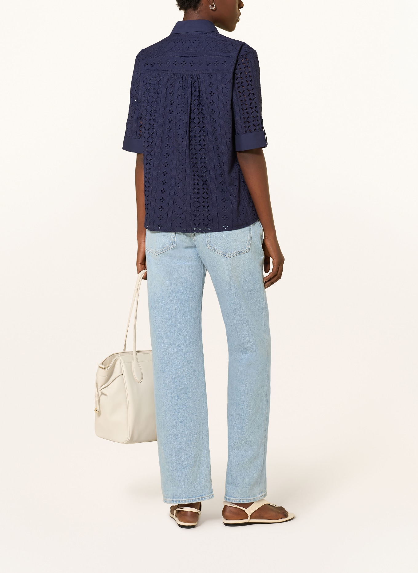 HOBBS Hemdbluse CHRISTIE aus Lochspitze: DUNKELBLAU