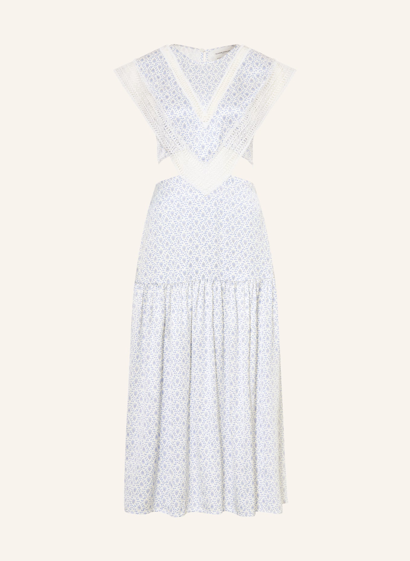 CLAUDIE PIERLOT Satynowa sukienka z wycięciami: BIAŁY / NIEBIESKI