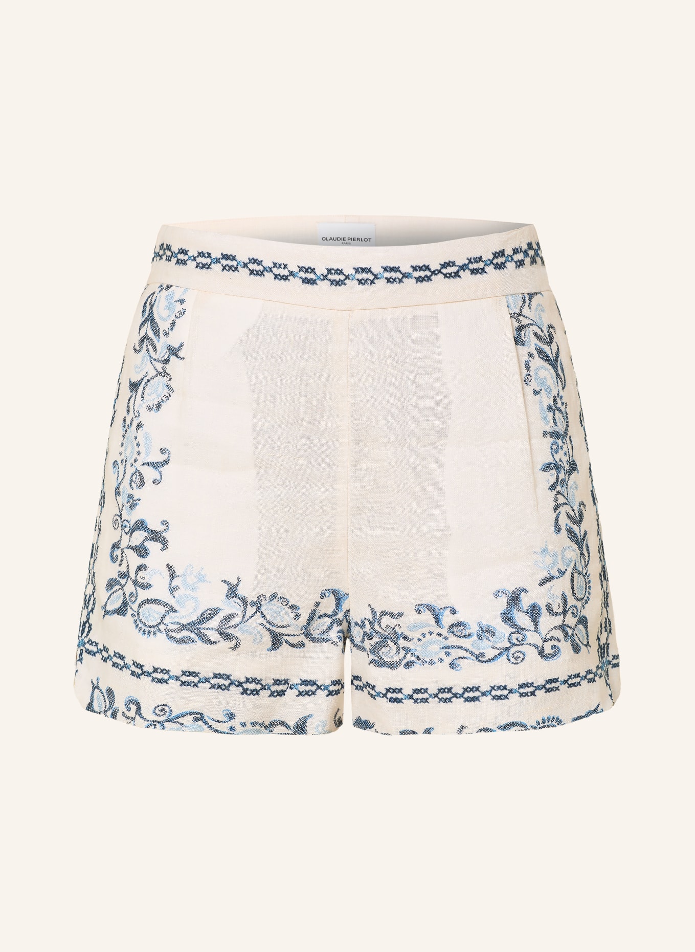 CLAUDIE PIERLOT Shorts: WEISS / HELLBLAU / DUNKELBLAU