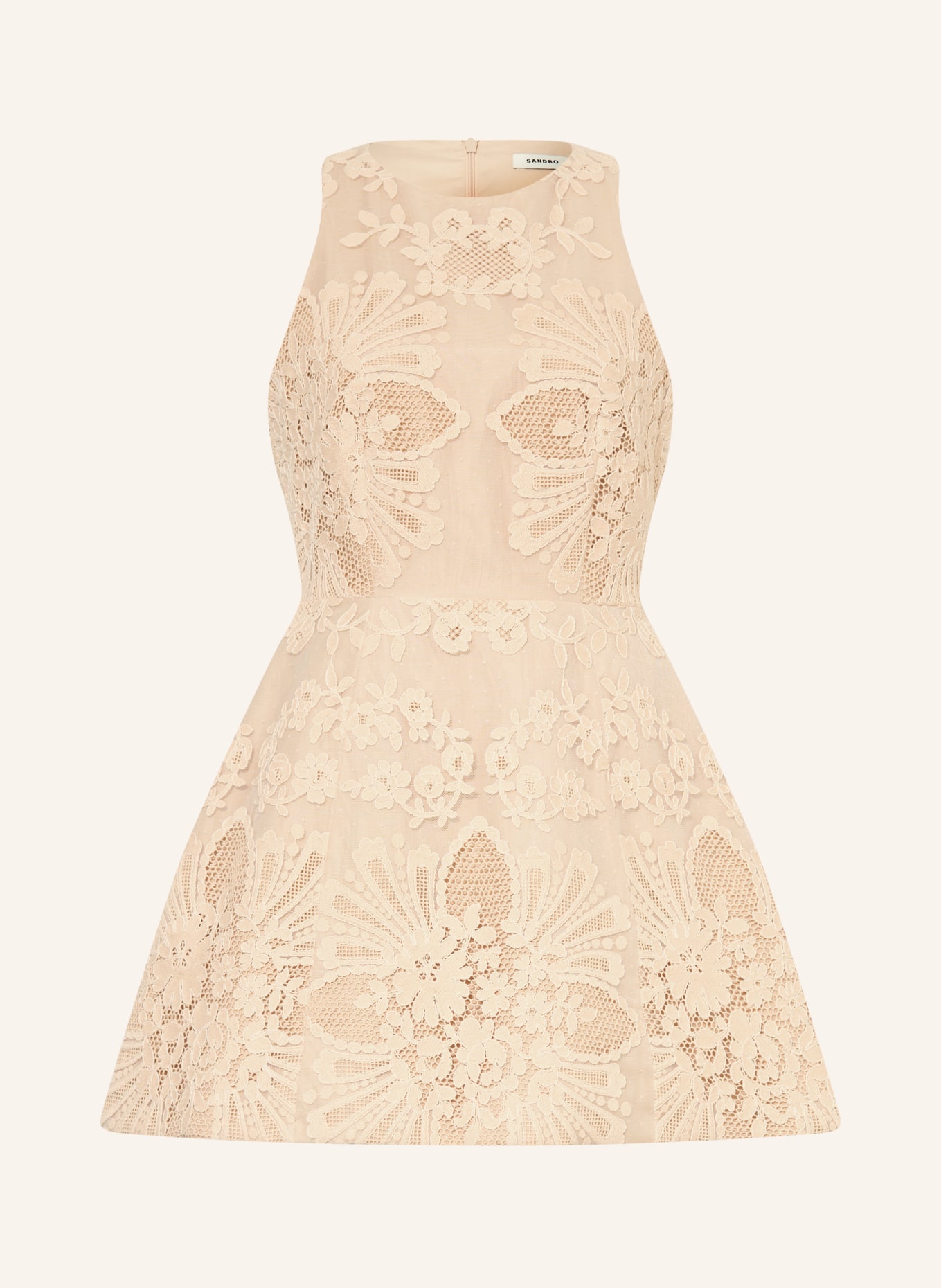 SANDRO Kleid mit Spitze: CREME