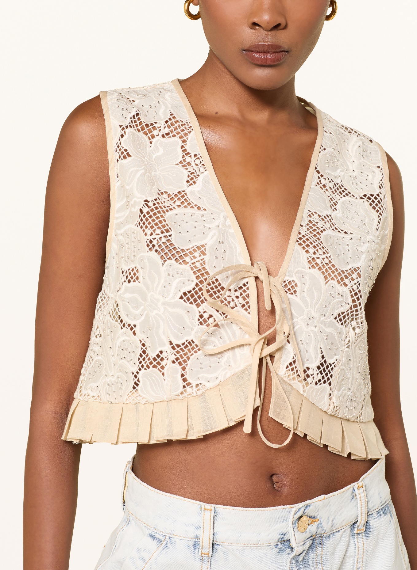 SANDRO bluzka: ECRU / BEŻOWY