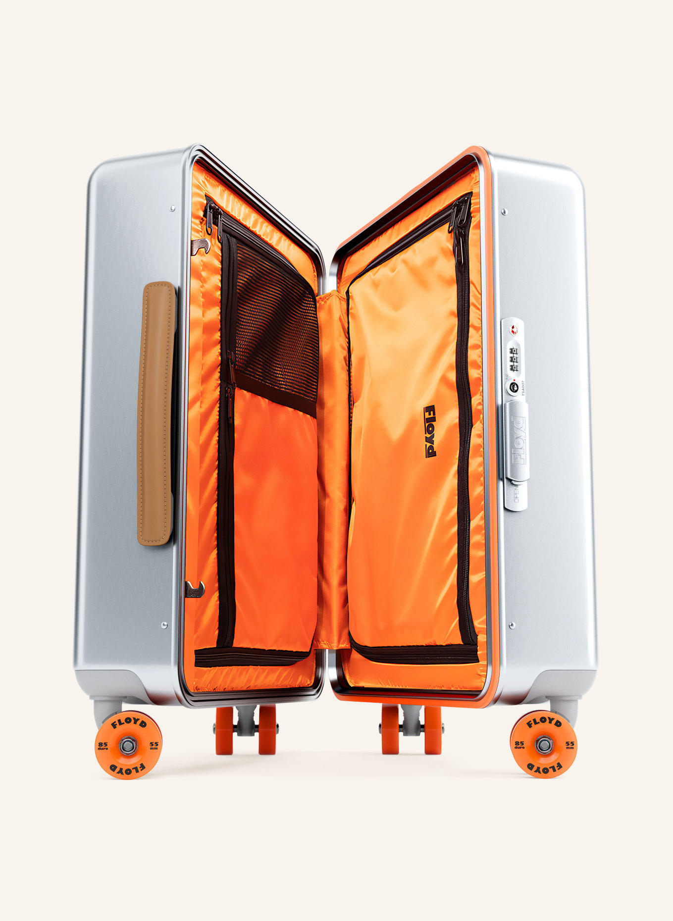 Floyd Valise à roulettes CABIN ALUMINUM: ARGENT / MARRON CLAIR / ORANGE