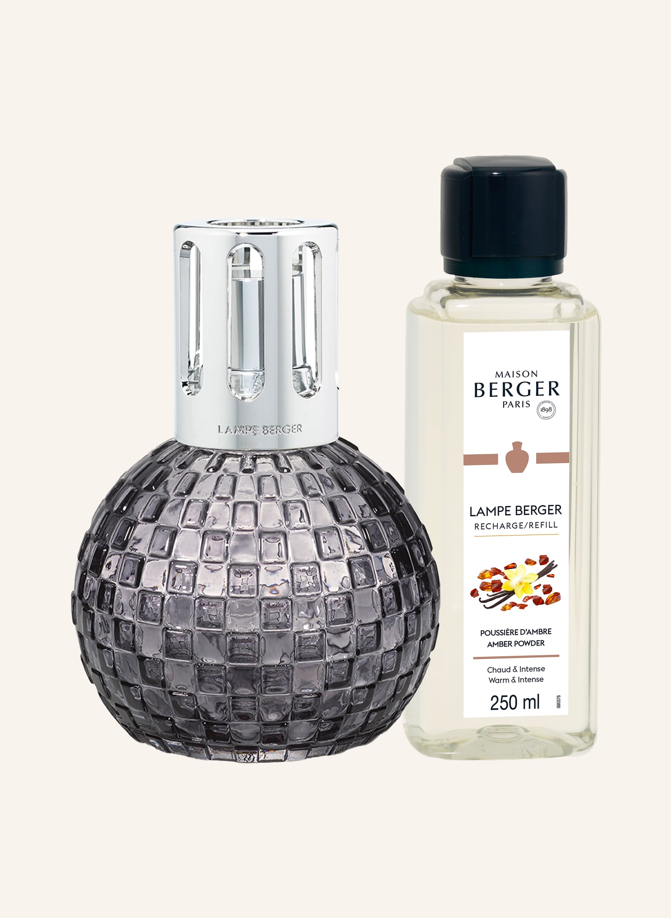 MAISON BERGER PARIS DISCO GRISE Set: Aroma lamp and refill: LIGHT GRAY / SILVER / WHITE