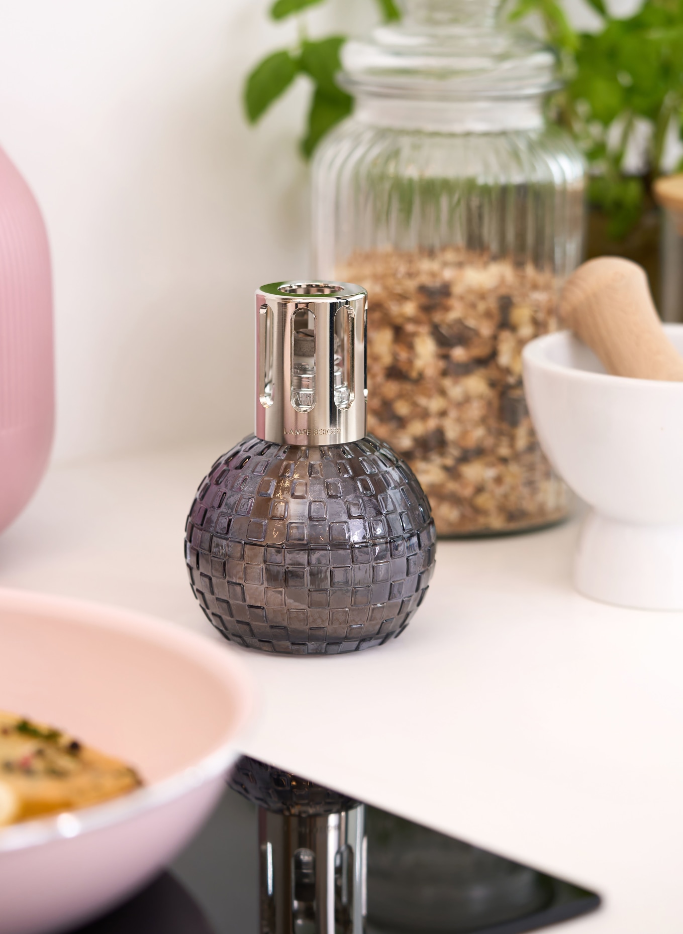 MAISON BERGER PARIS DISCO GRISE Set: Aroma lamp and refill: LIGHT GRAY / SILVER / WHITE