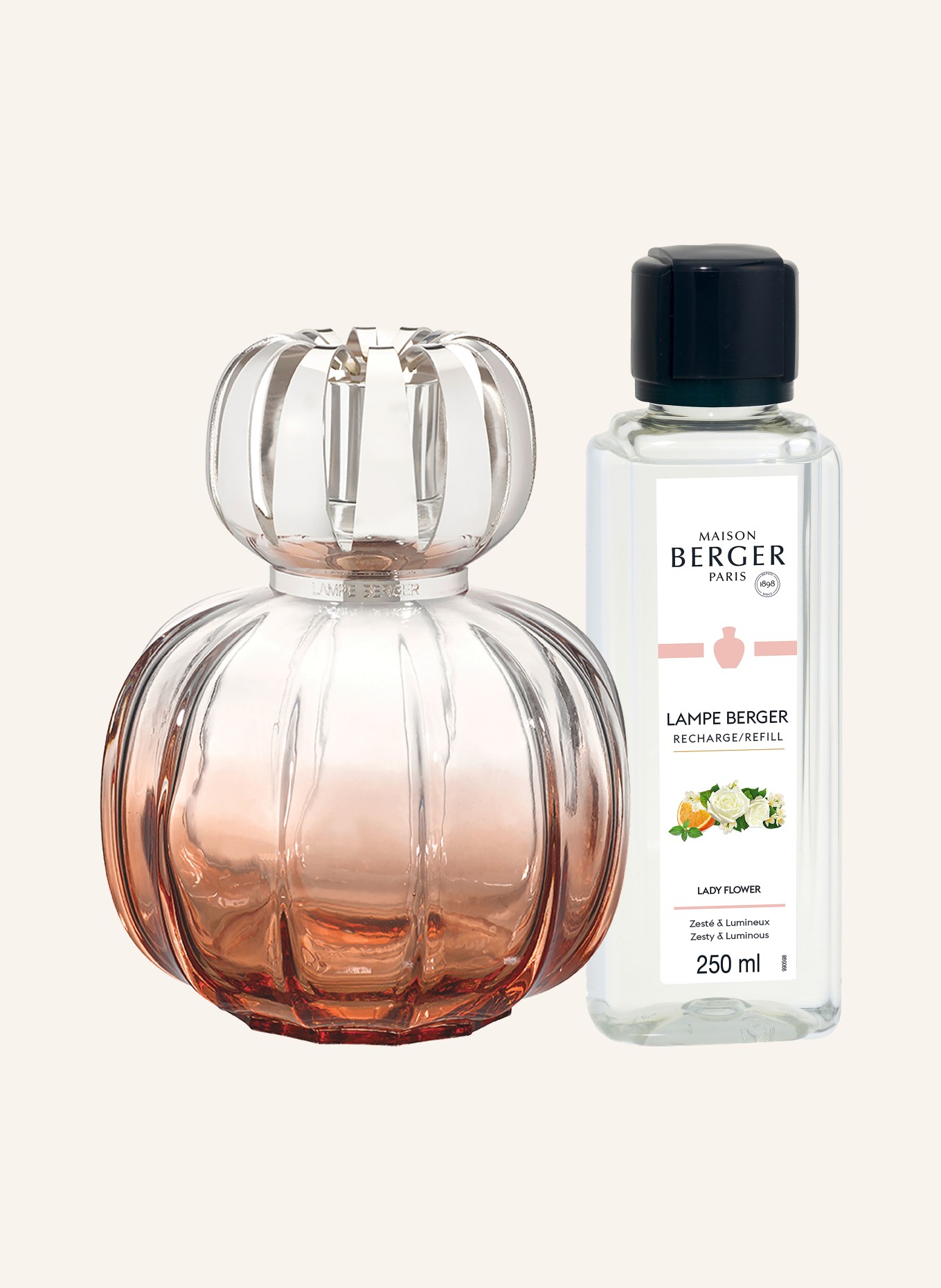 MAISON BERGER PARIS CORALI ROSE Set: Fragrance lamp and refill: WHITE / DUSKY PINK / BLACK