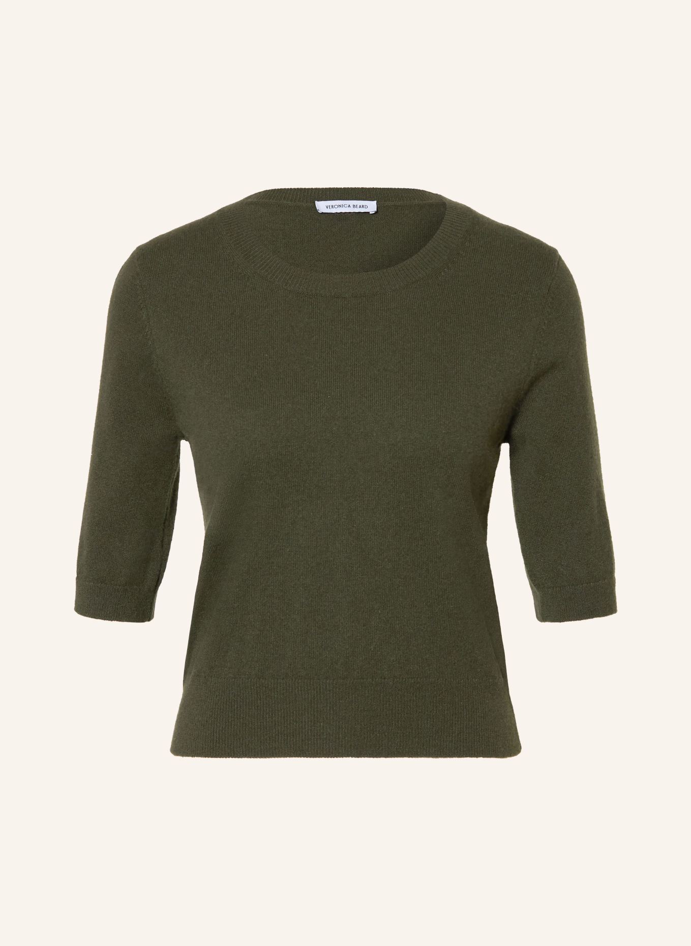 Veronica Beard SHANA Cashmere Sweater with 3/4-Length Sleeves: DARK GREEN