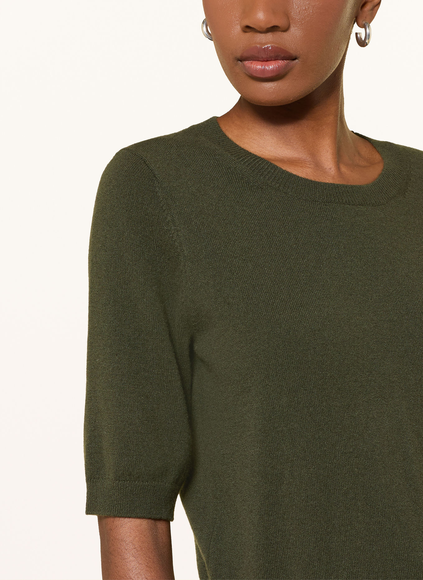 Veronica Beard SHANA Cashmere Sweater with 3/4-Length Sleeves: DARK GREEN