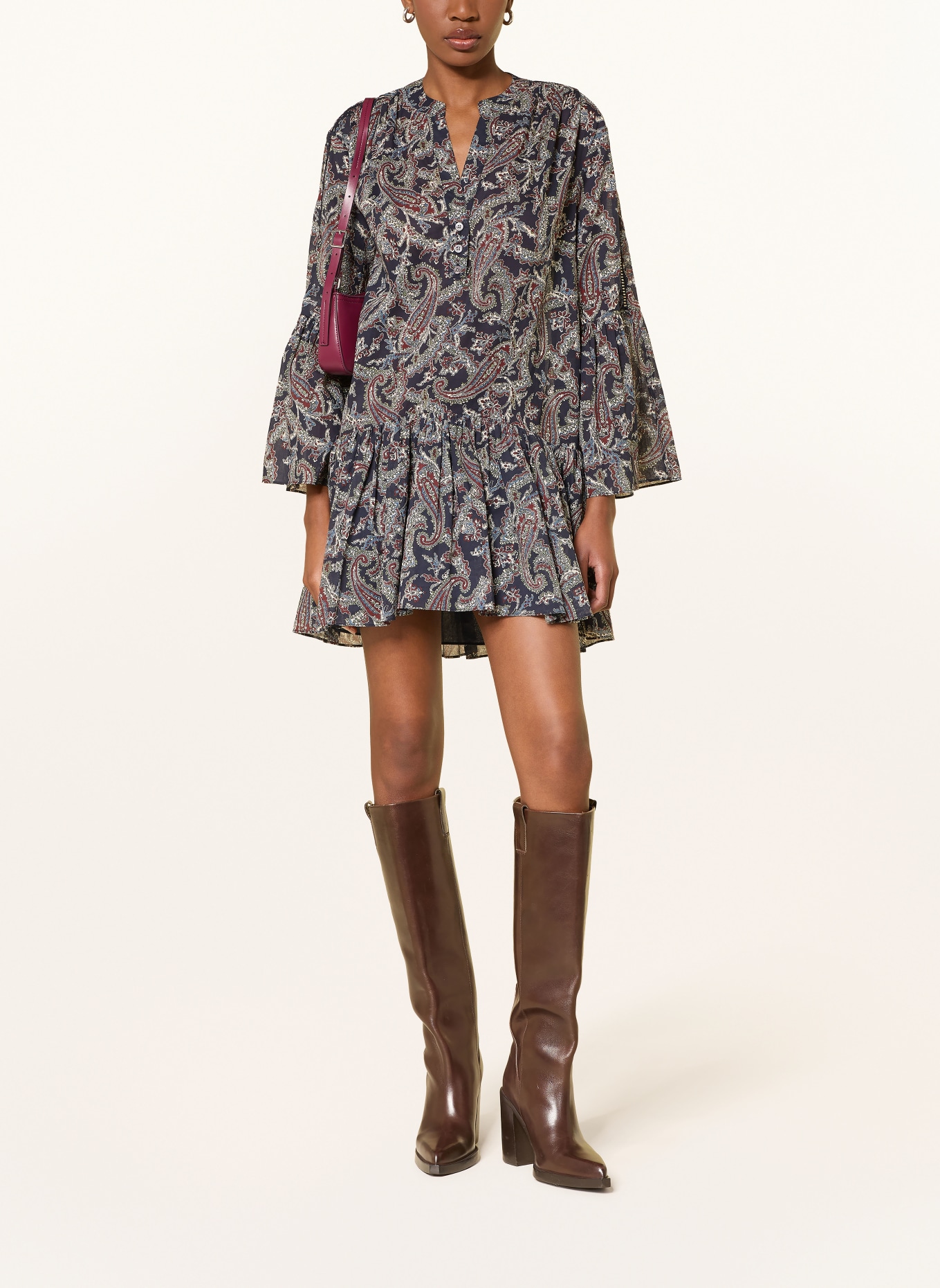 Veronica Beard NOVESSA Dress: DARK BLUE / BROWN / CREAM