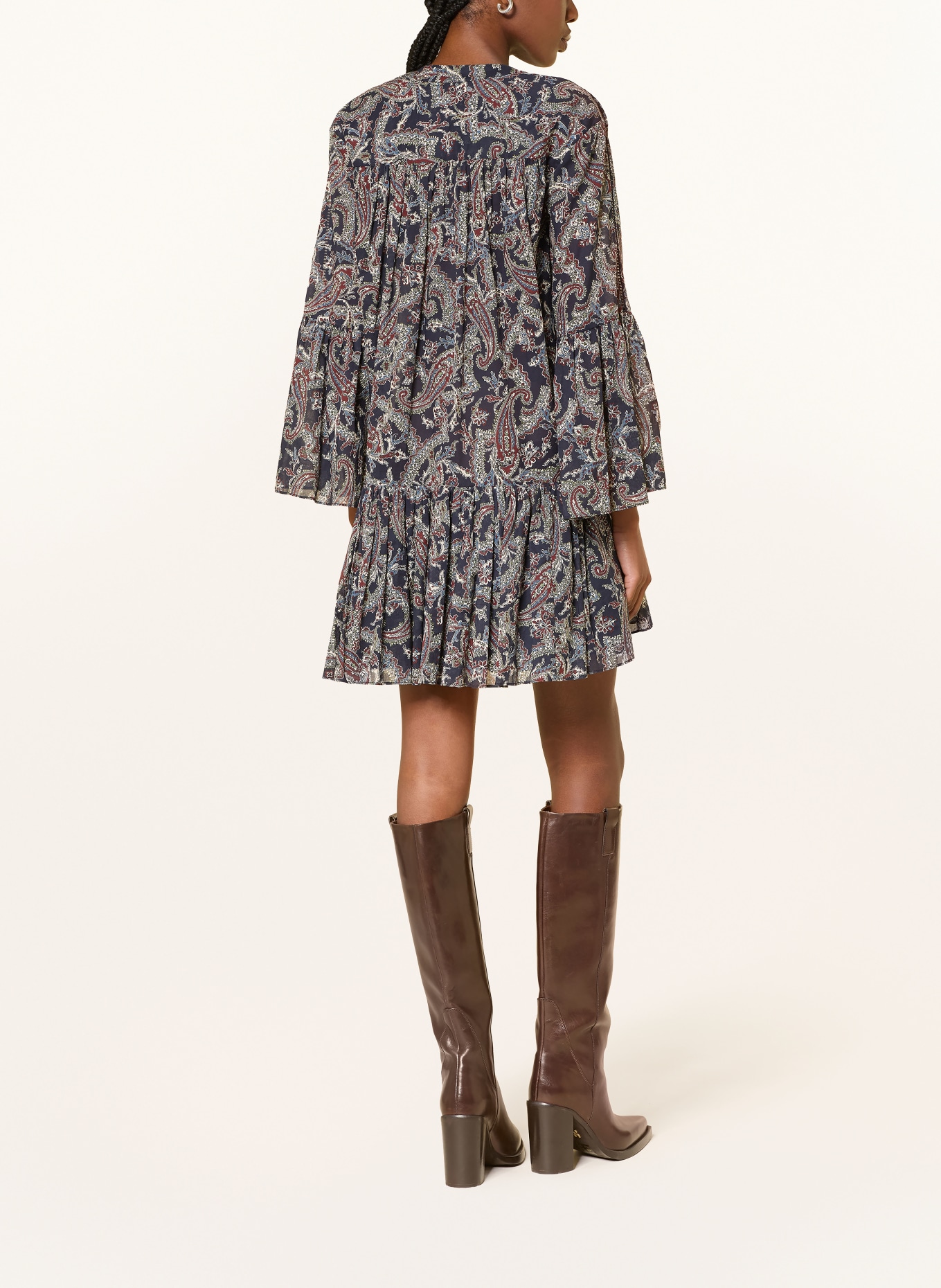 Veronica Beard NOVESSA Dress: DARK BLUE / BROWN / CREAM