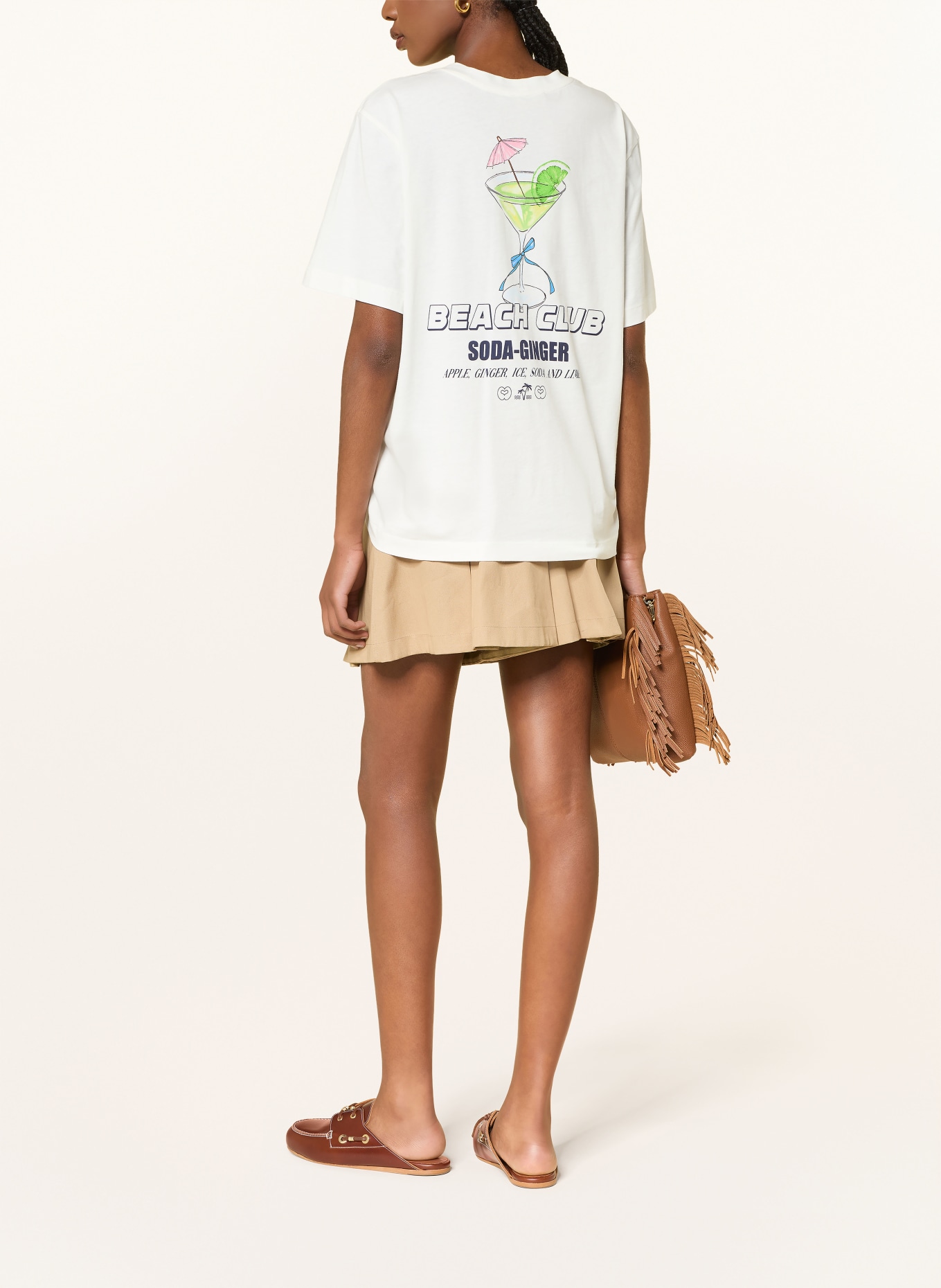 maje T-Shirt: WEISS / HELLGRÜN / DUNKELBLAU