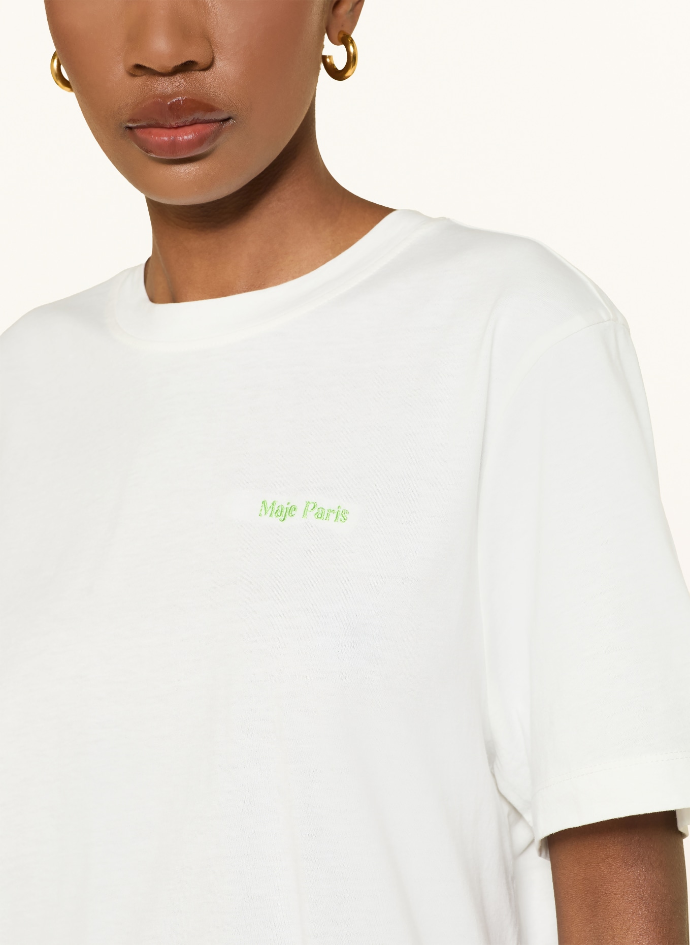 maje T-Shirt: WEISS / HELLGRÜN / DUNKELBLAU