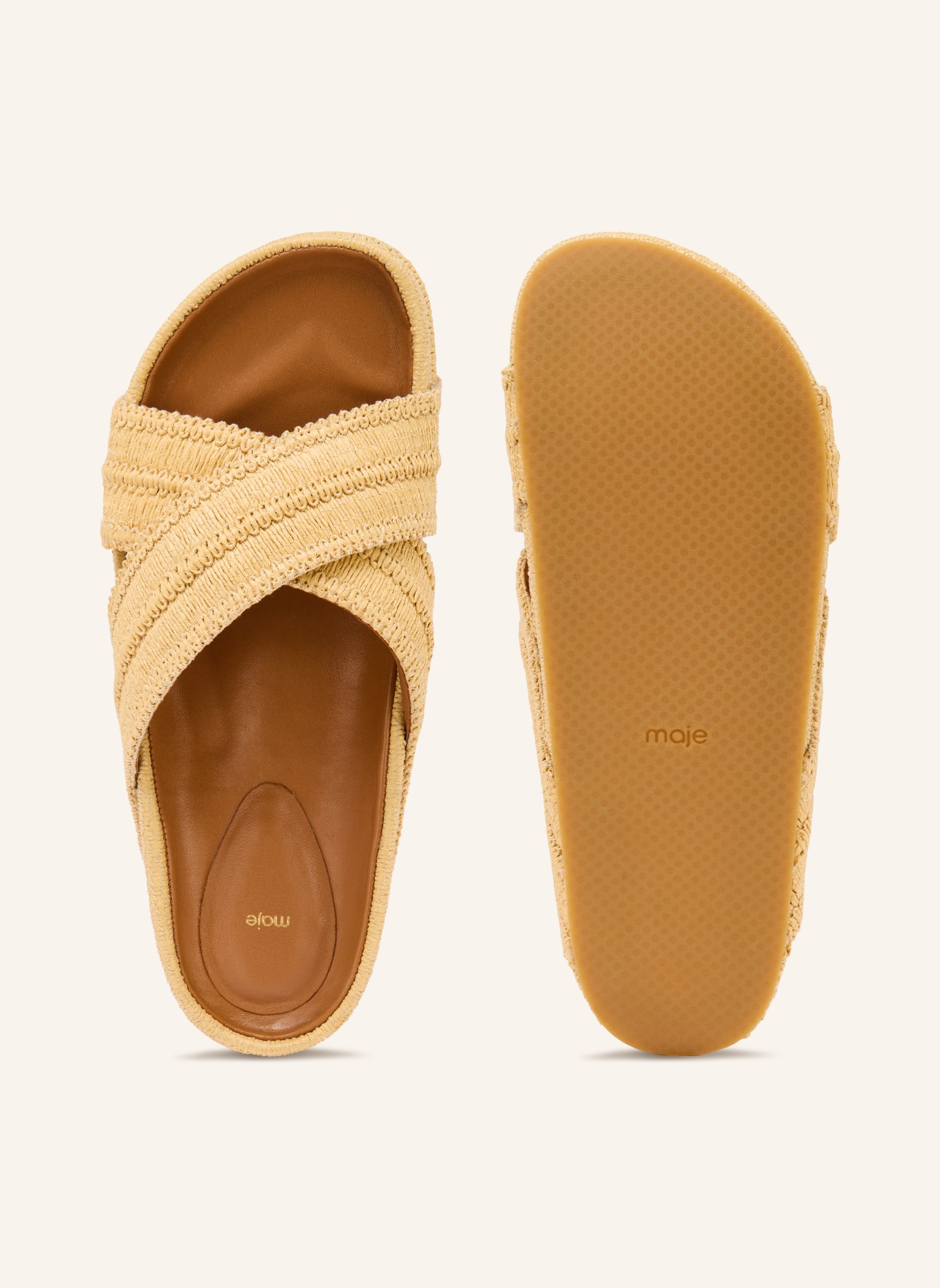 maje klapki na płaskiej podeszwie: CAMELOWY