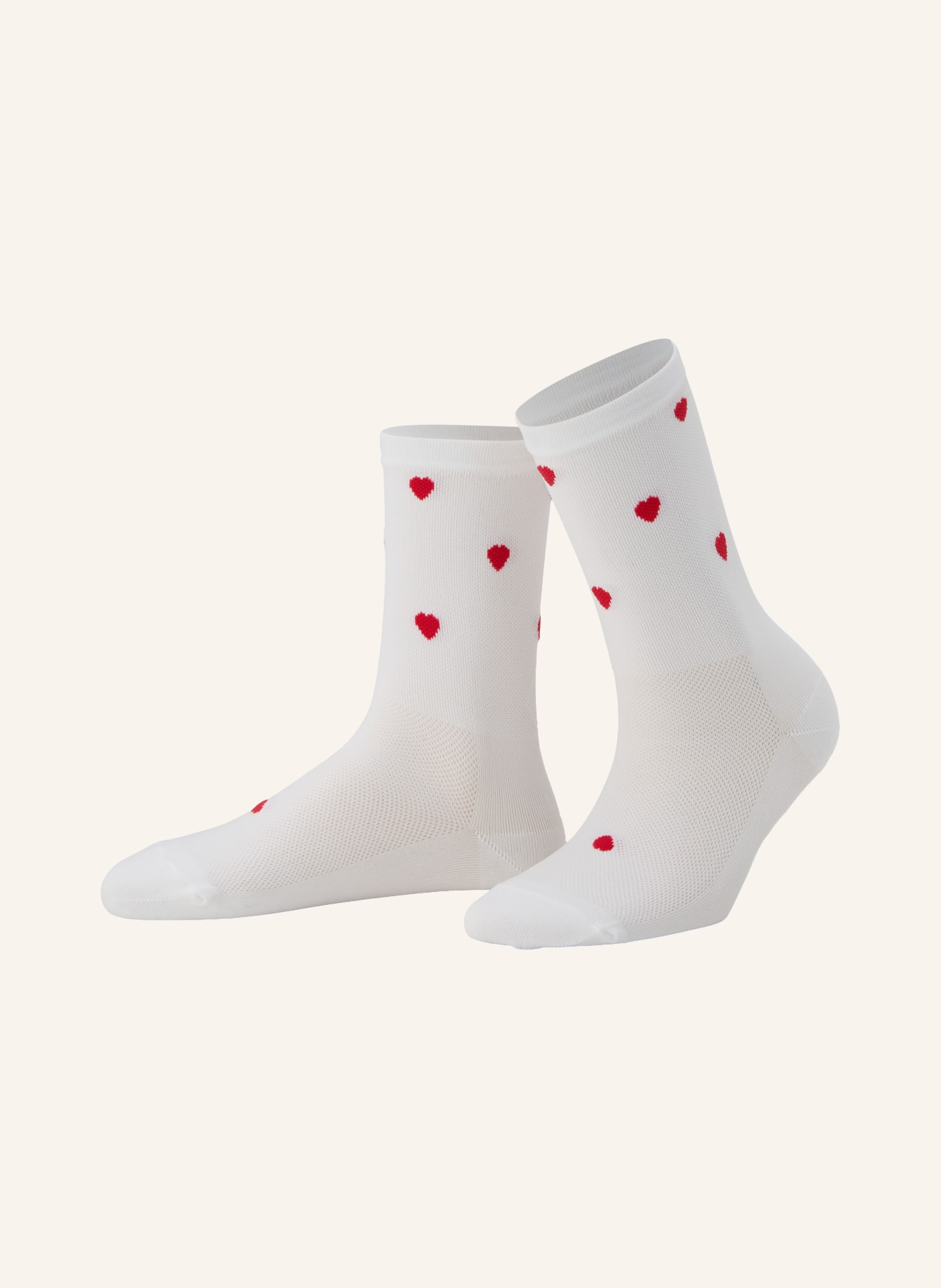 FINGERSCROSSED Radsocken CLASSIC RITUALS HEARTS: WEISS / ROT