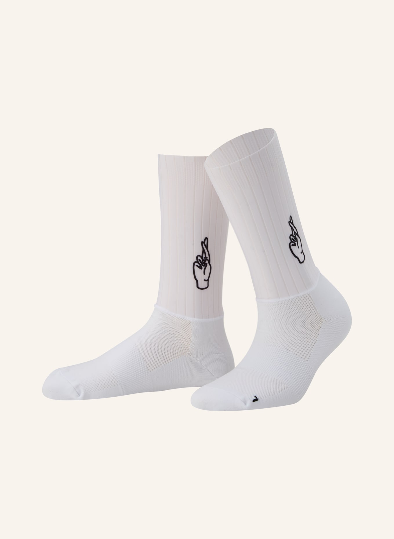 FINGERSCROSSED Chaussettes de cyclisme AERO 2.0 LOGO: BLANC