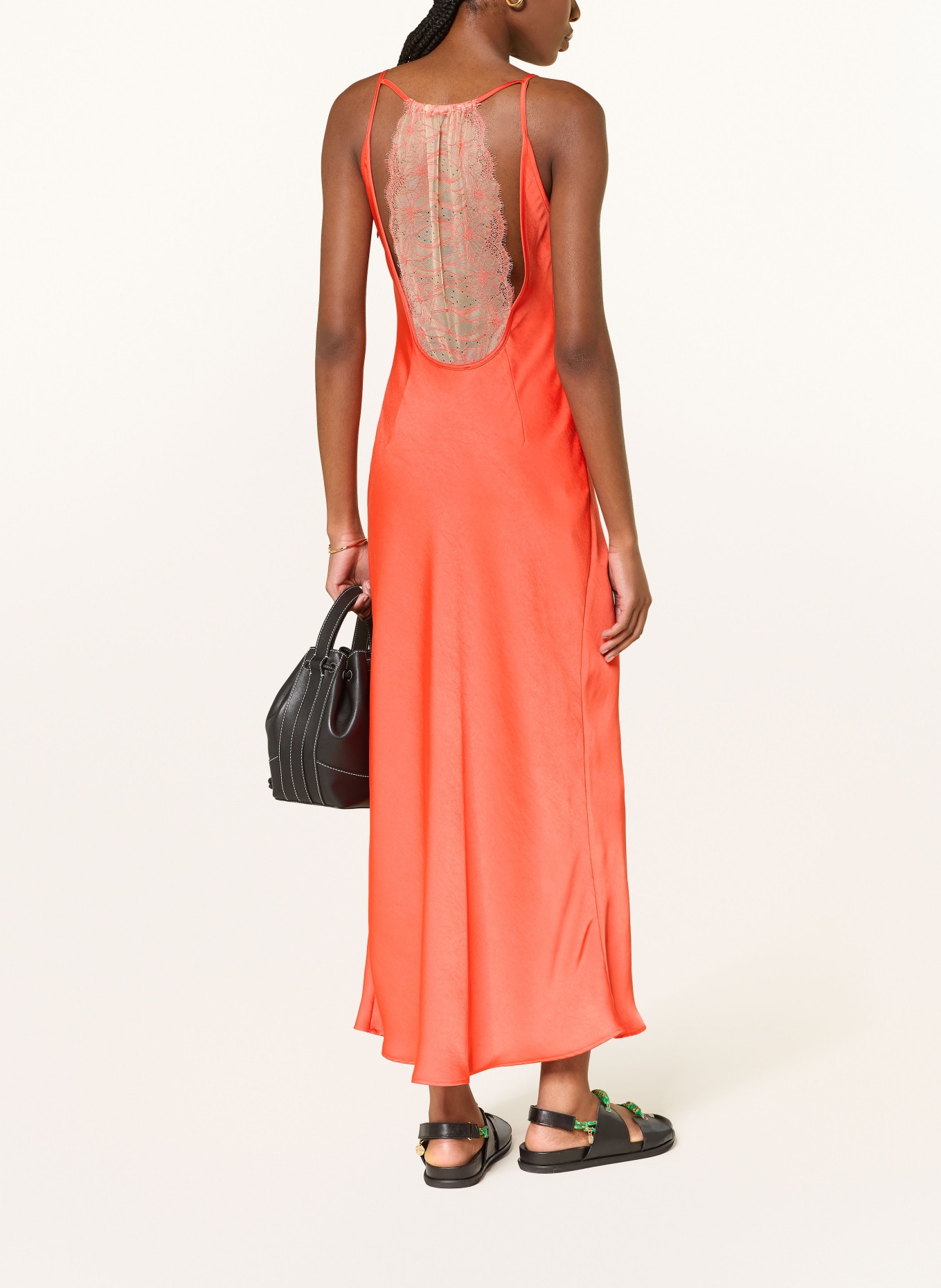 CLAUDIE PIERLOT Satinkleid mit Spitze: ROT