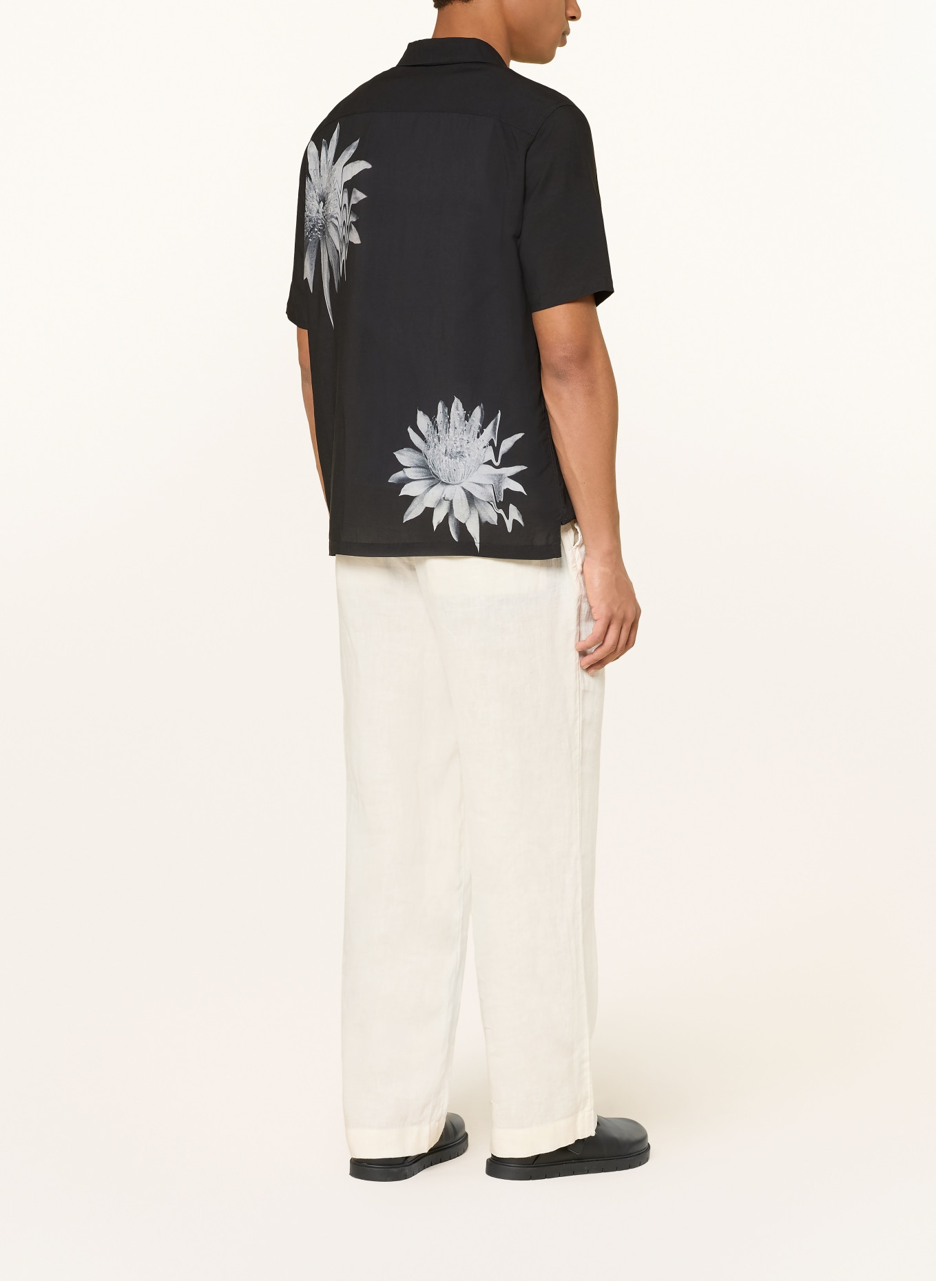 ALLSAINTS Resorthemd FLORAZE Relaxed Fit: SCHWARZ / HELLGRAU / WEISS