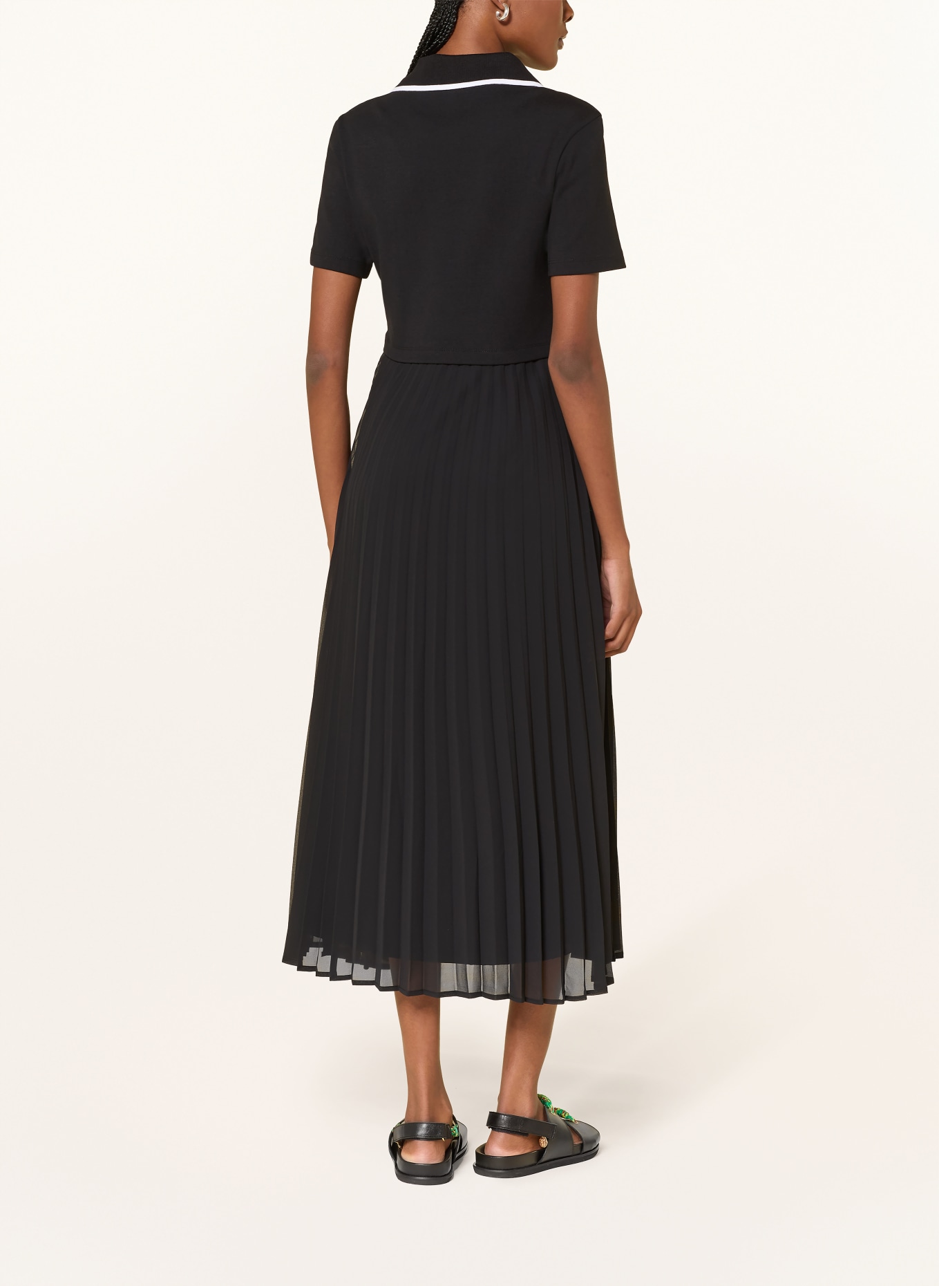 CLAUDIE PIERLOT Kleid im Materialmix mit Plissees: SCHWARZ / WEISS