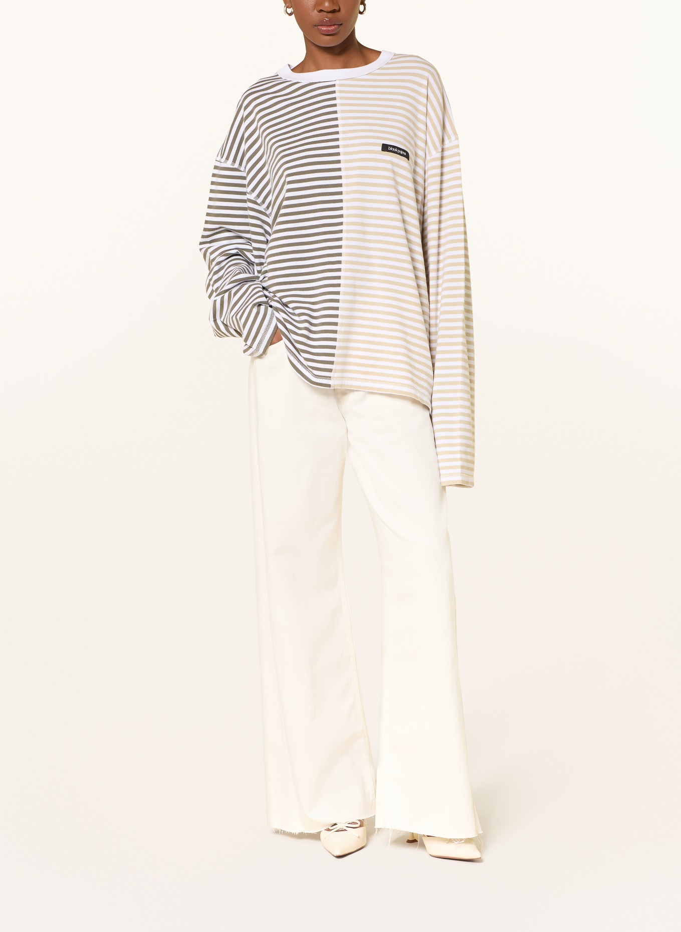 black palms Wide-Leg Jeans JEANY: CREAM CREAM