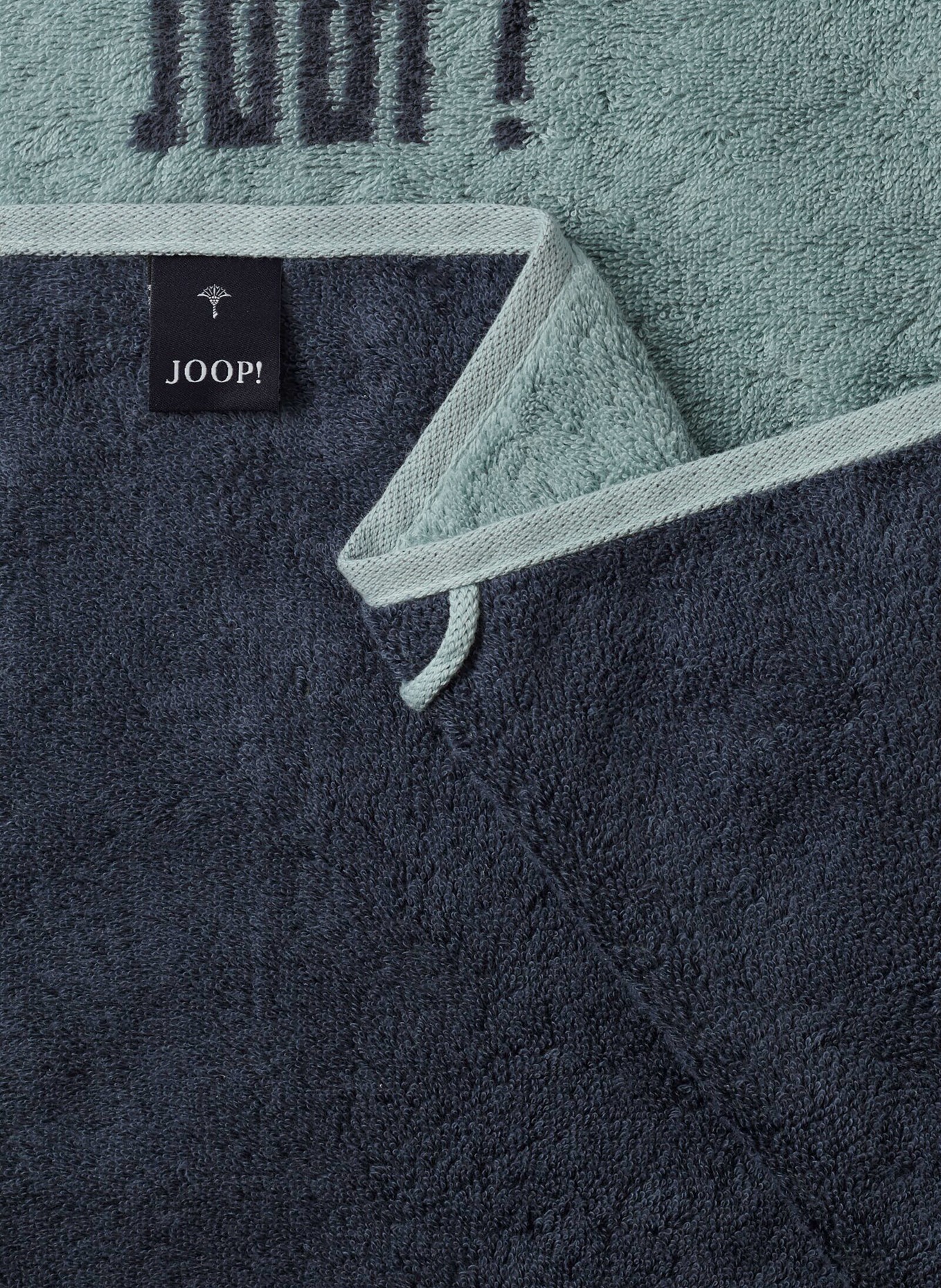 JOOP! Shower towel: BLUE GRAY / DARK GRAY