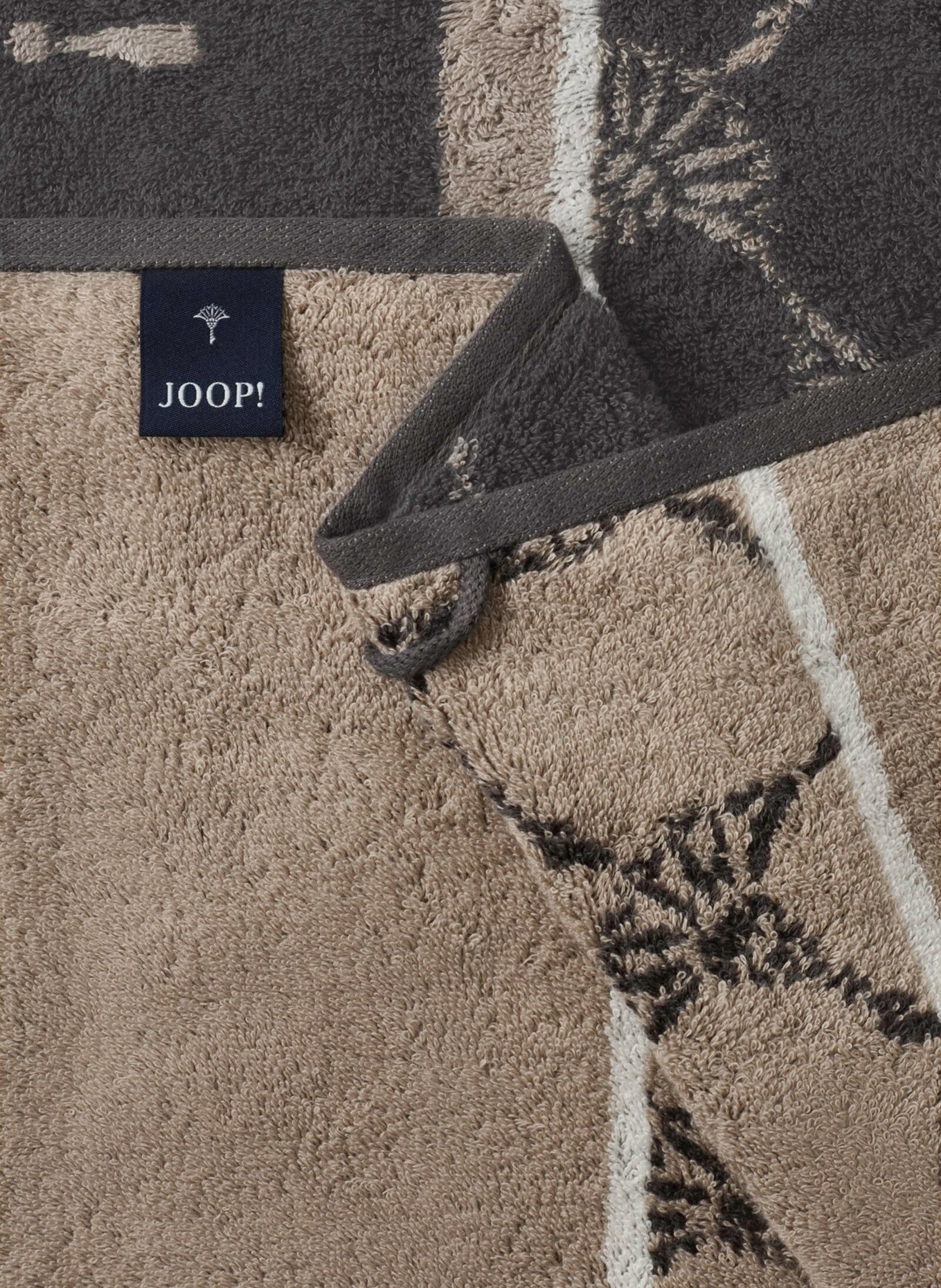 JOOP! Shower towel: DARK GRAY / CREAM / TAUPE