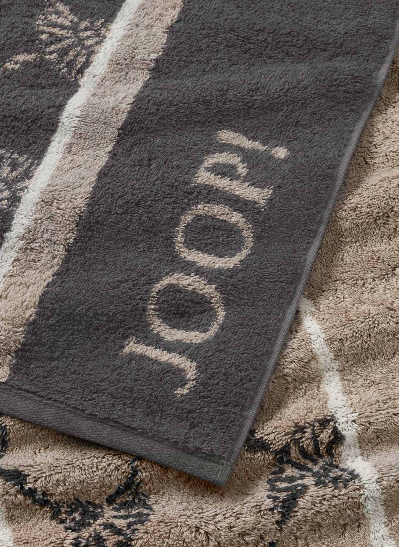 JOOP! Shower towel: DARK GRAY / CREAM / TAUPE