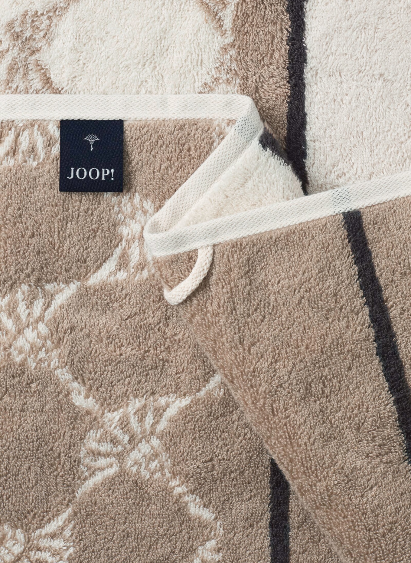 JOOP! Shower towel: LIGHT GRAY / TAUPE