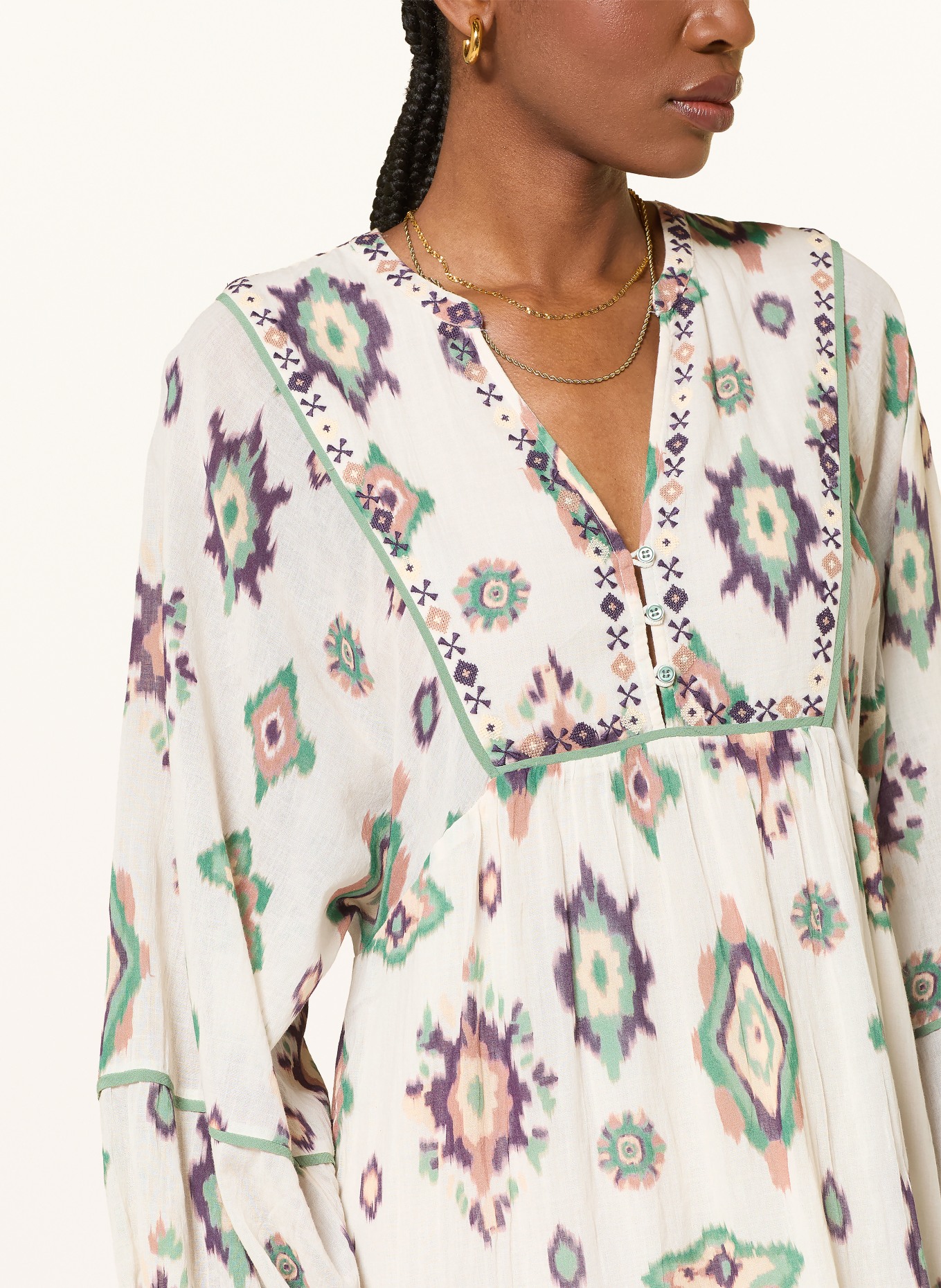 ba&sh Šaty OELIA: KRÉMOVÁ / VELBLOUDÍ / ZELENÁ