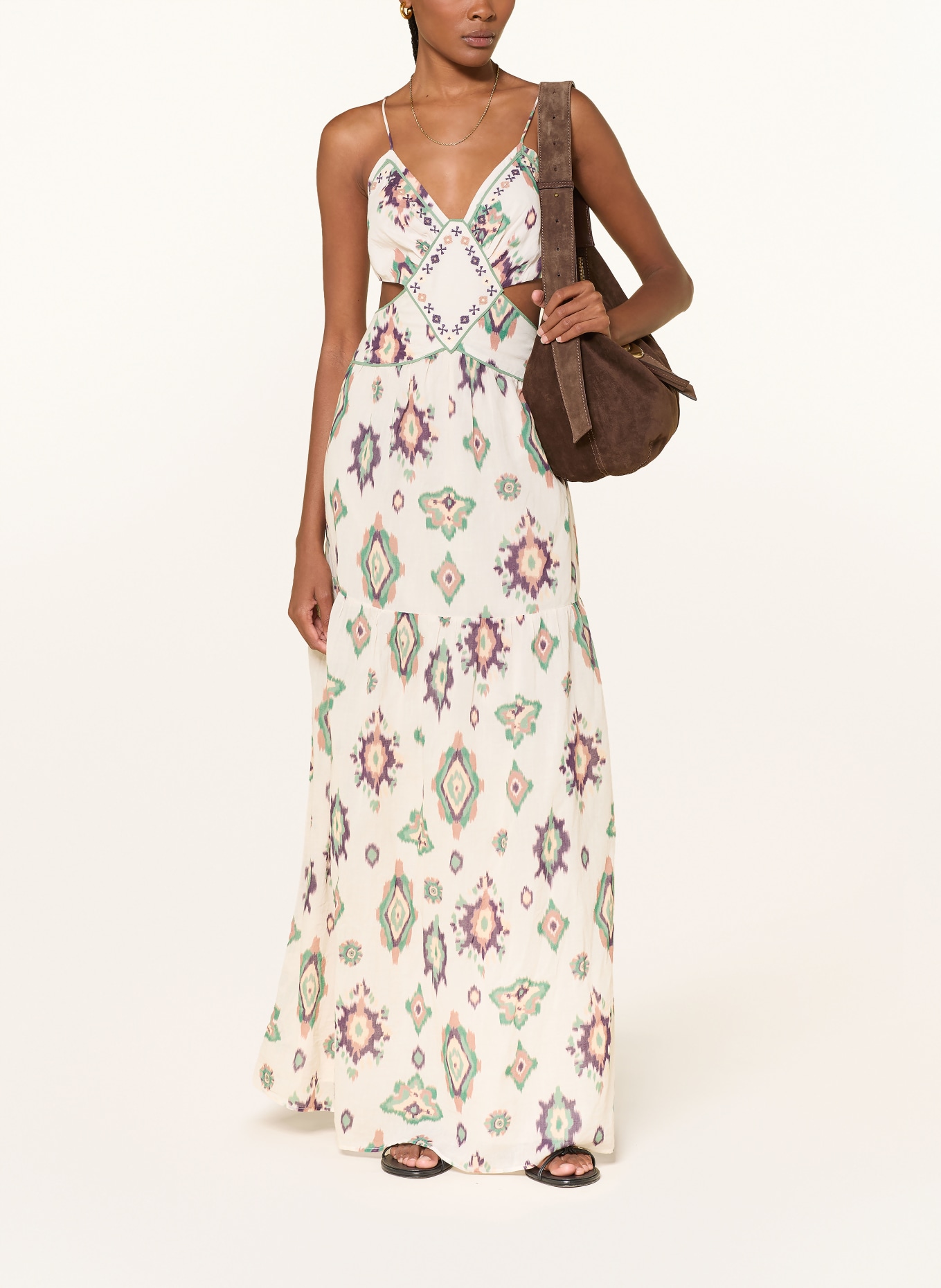 ba&sh Kleid OMELIA: ECRU / DUNKELLILA / GRÜN