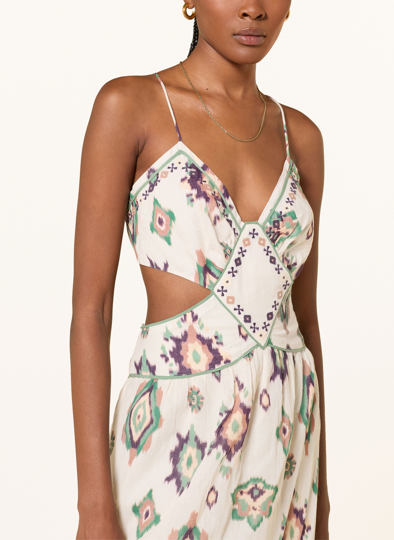 ba&sh Kleid OMELIA: ECRU / DUNKELLILA / GRÜN