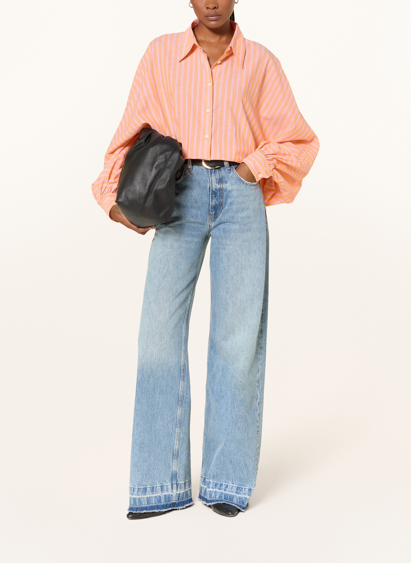 SoSUE Oversized shirt blouse: ORANGE / LIGHT PURPLE