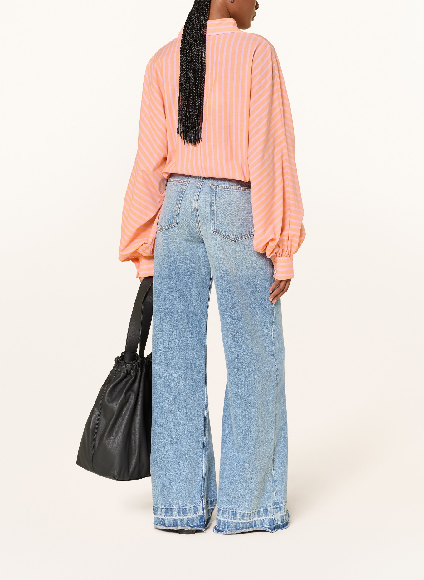 SoSUE Oversized shirt blouse: ORANGE / LIGHT PURPLE