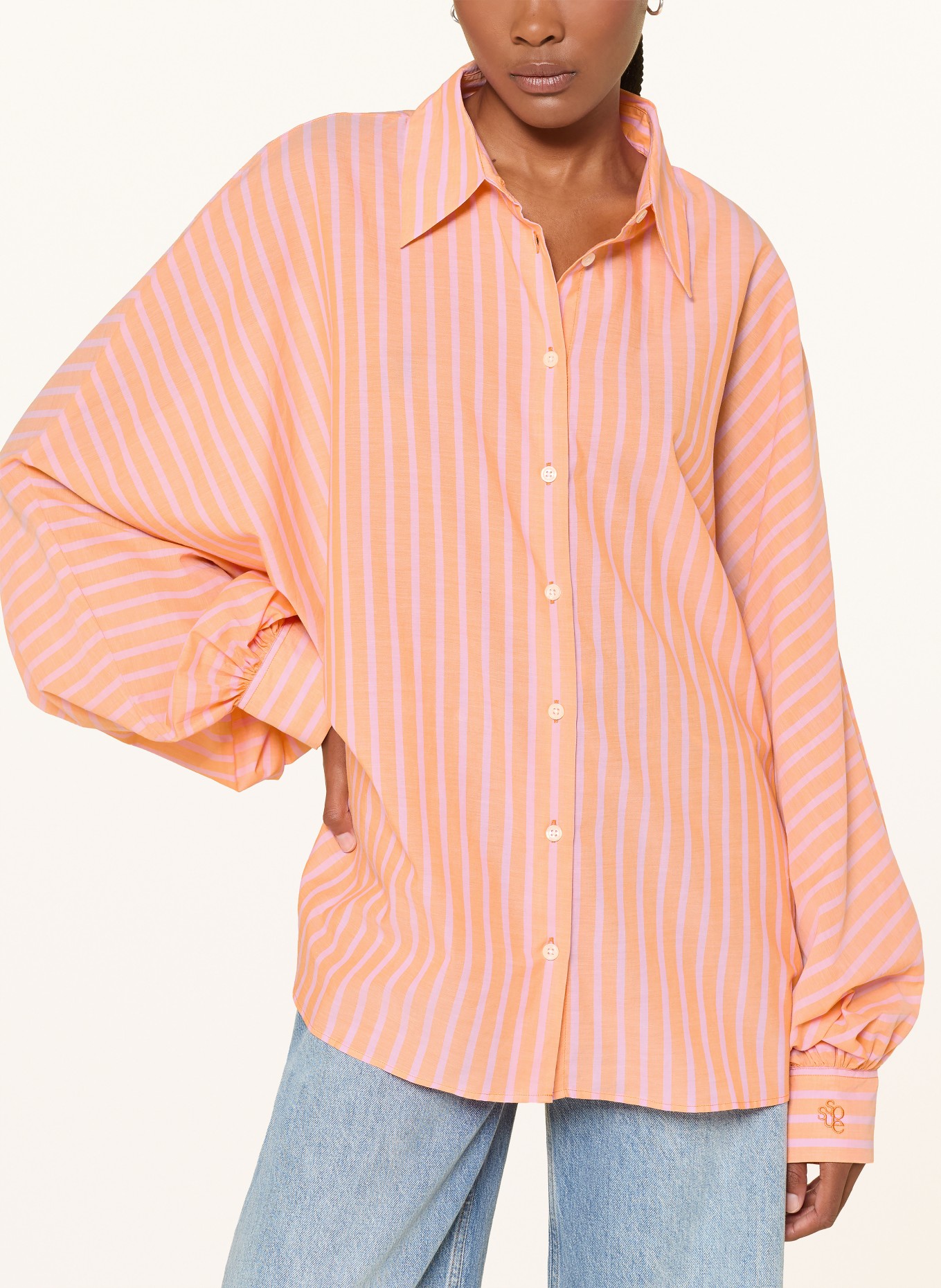 SoSUE Oversized shirt blouse: ORANGE / LIGHT PURPLE