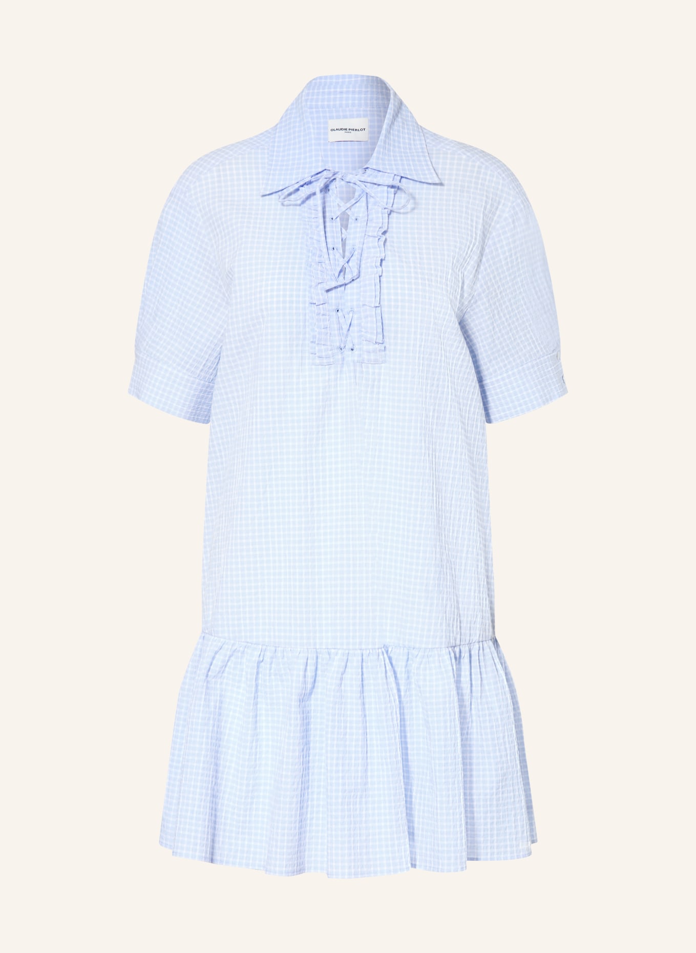 CLAUDIE PIERLOT Kleid mit Rüschen: HELLBLAU / WEISS