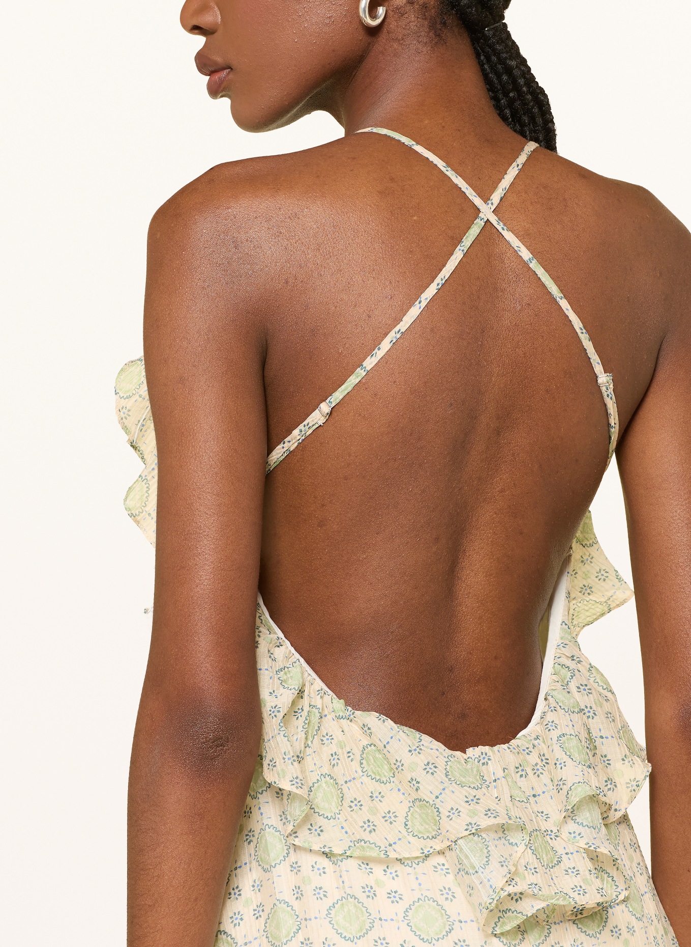 CLAUDIE PIERLOT Kleid mit Rüschen: HELLGRÜN / DUNKELGRÜN