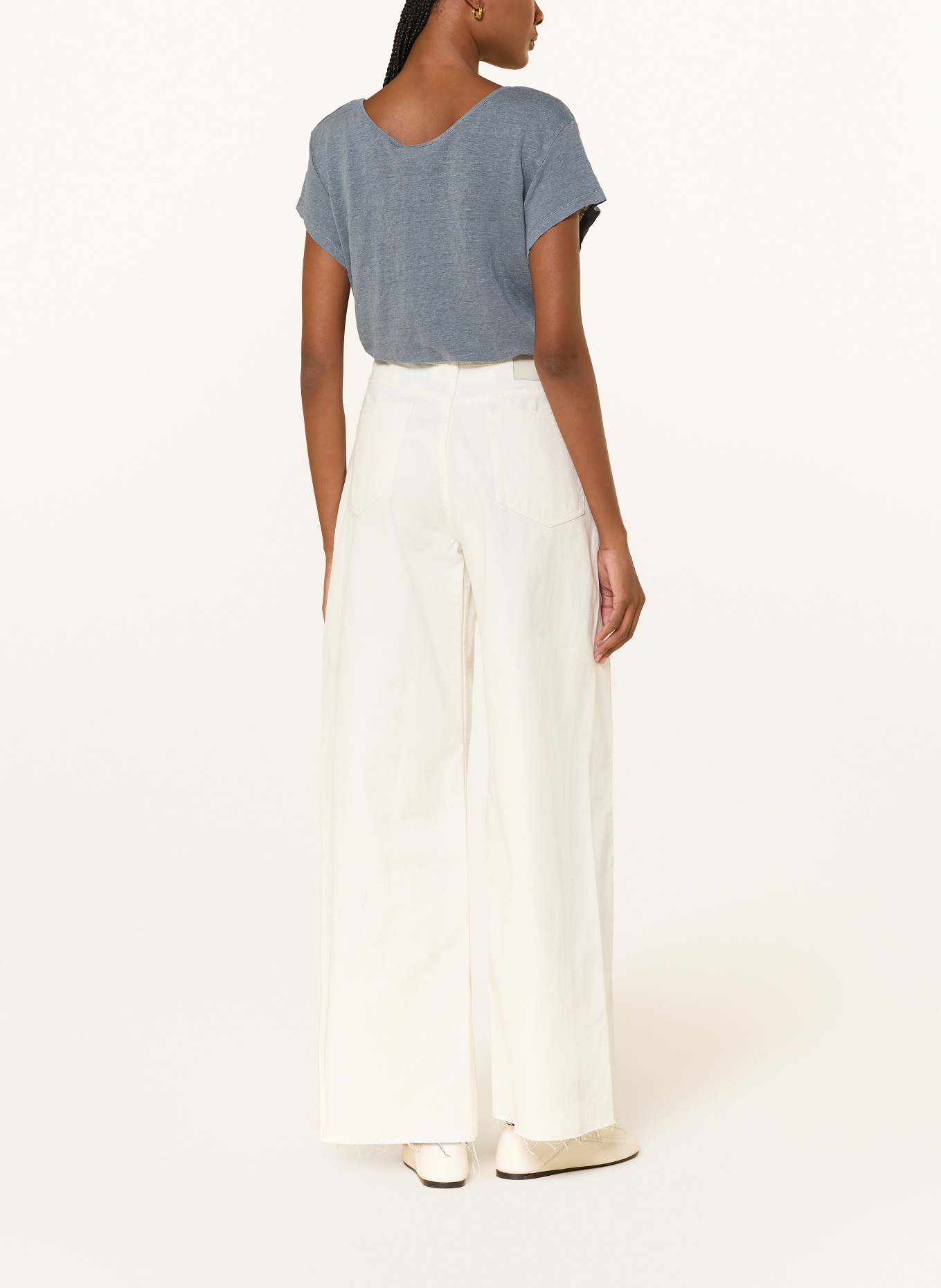 American Vintage DUALY T-shirt van linnen: BLAUWGRIJS