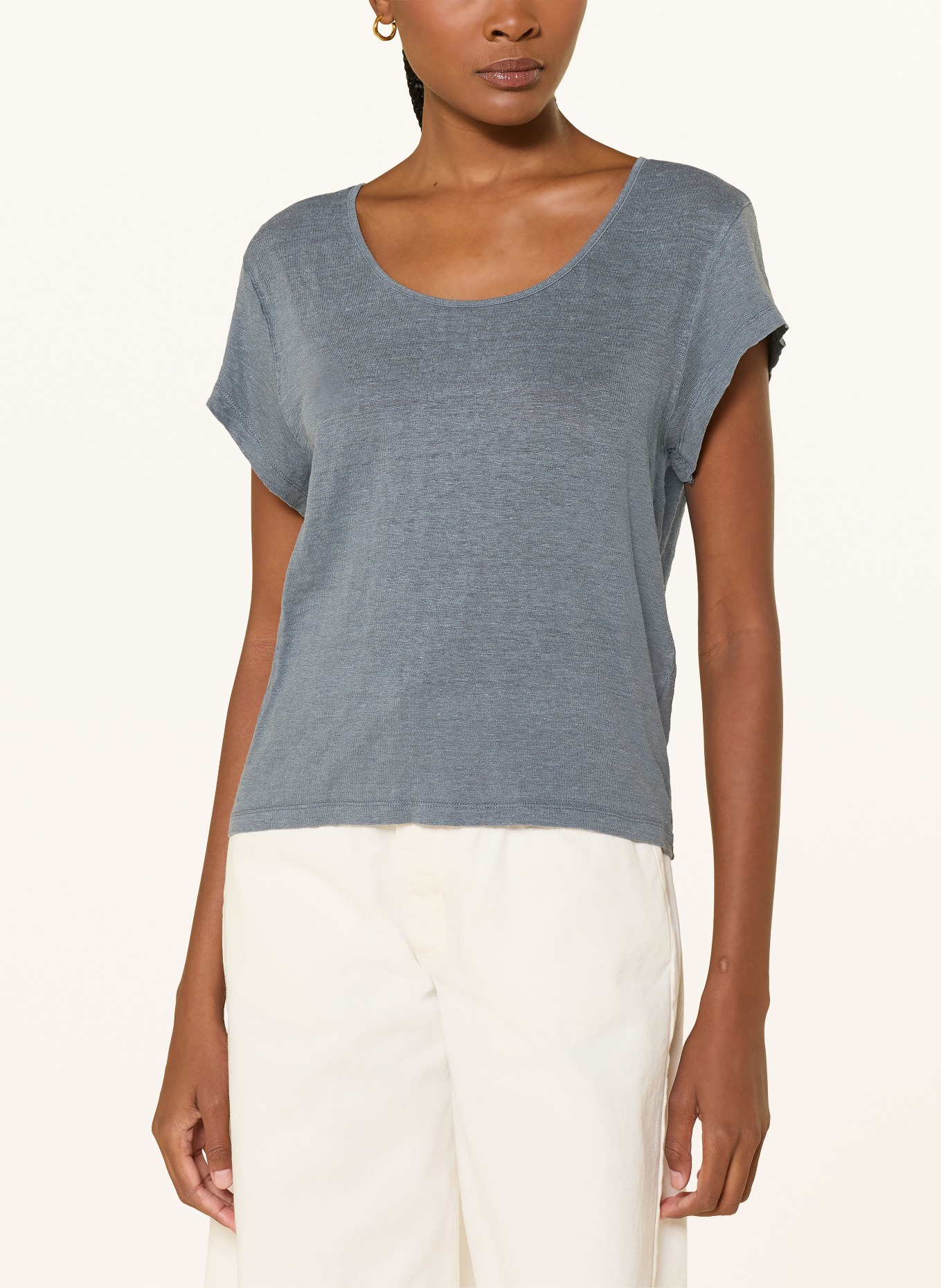 American Vintage DUALY T-shirt van linnen: BLAUWGRIJS