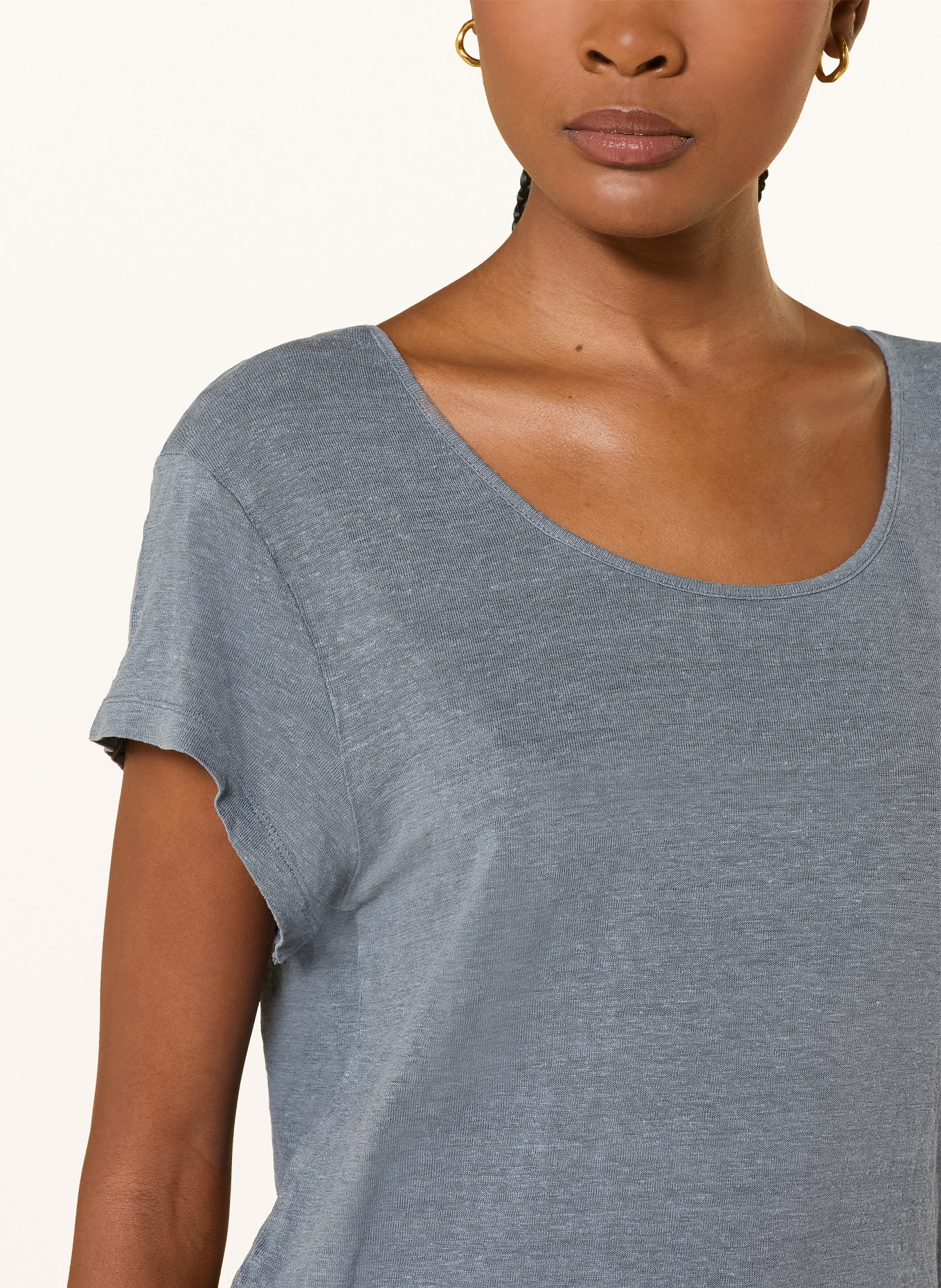 American Vintage DUALY T-shirt van linnen: BLAUWGRIJS