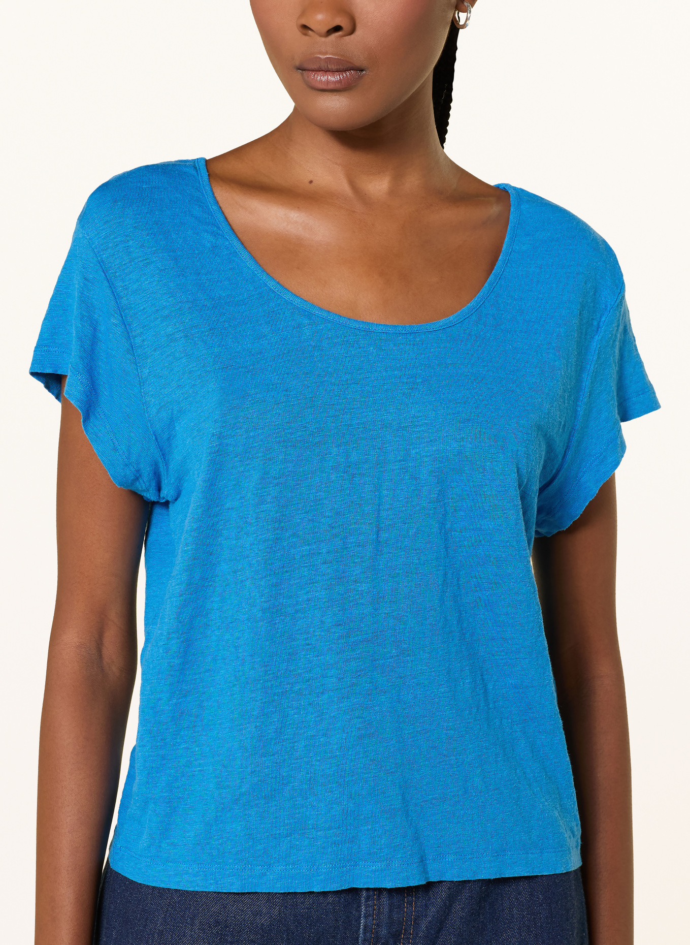 American Vintage Tričko DUALY z lnu: MODRÁ